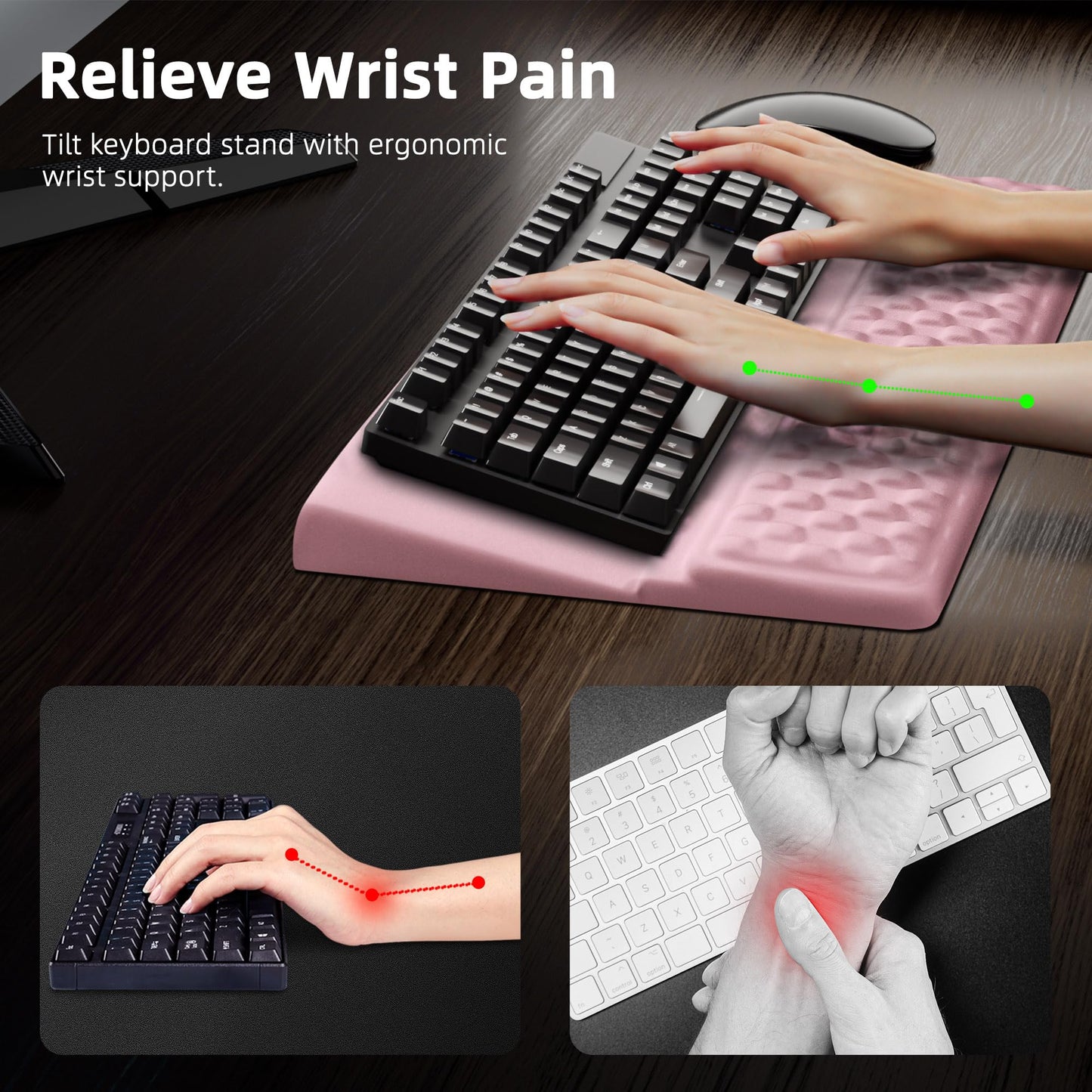 Ospelelf Keyboard Wrist Rest Pad, Comfy Ergonomic Keyboard Stand Riser Holder, Computer Wrist