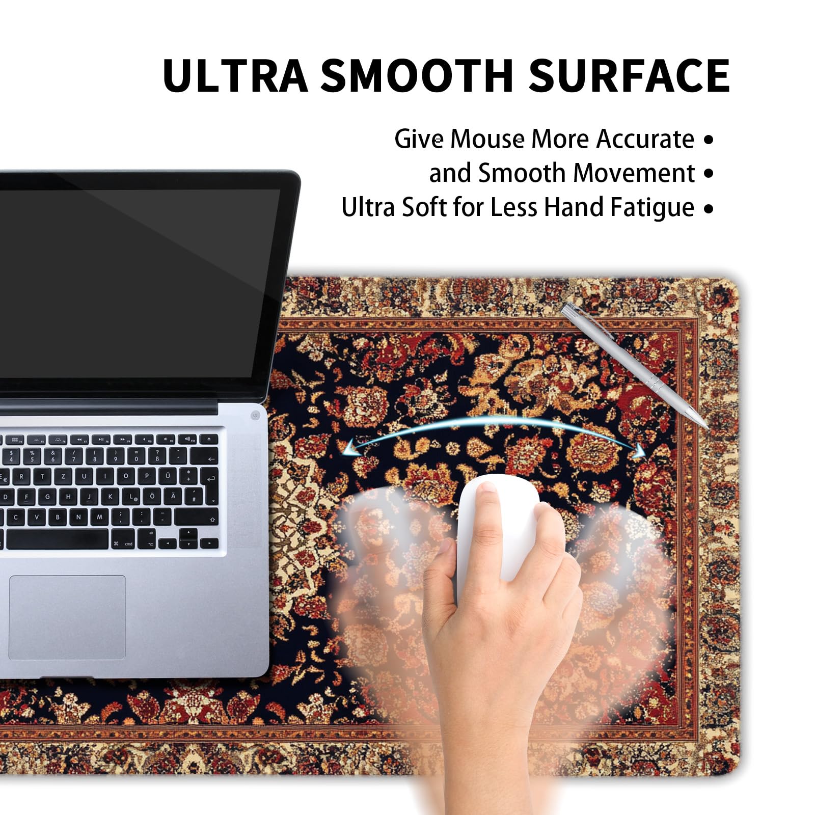 Vintage Rug Gaming Mouse Pad XL Dark Brown Retro Carpet Aesthetic Extended Large Mat Mousepad Desk