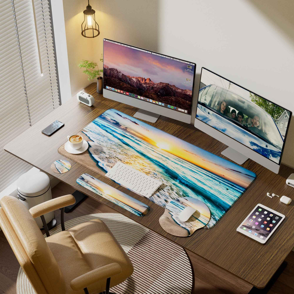 VINEBURY Desk Mat Set Keyboard and Mouse Pad with Wrist Rest Support