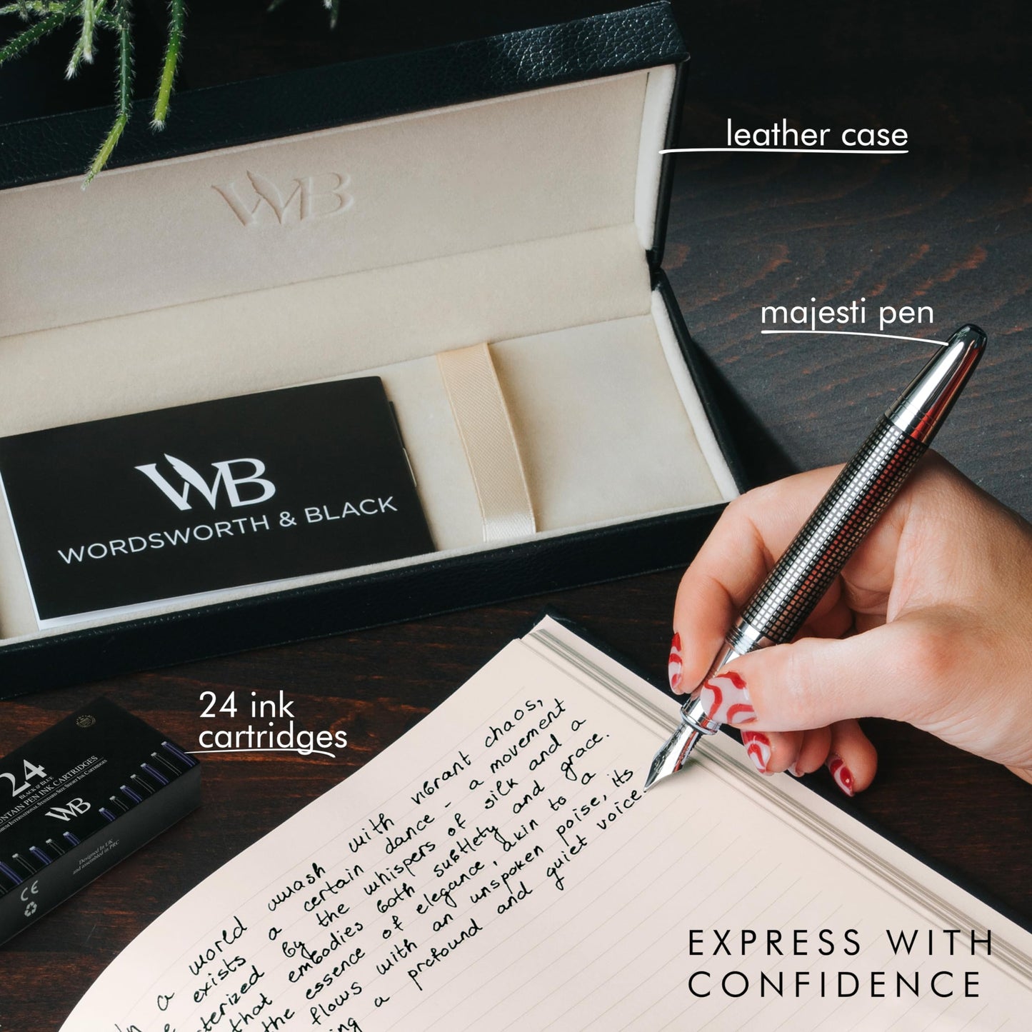 Wordsworth & Black Majesti Luxury Fountain Pen Set for Writing, Medium Nib