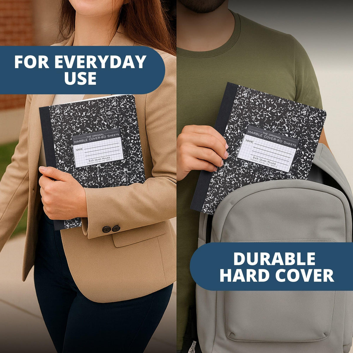 ROARING SPRING Hard Cover Composition Book, Graph Rule, 160 Pages, 4 Pack