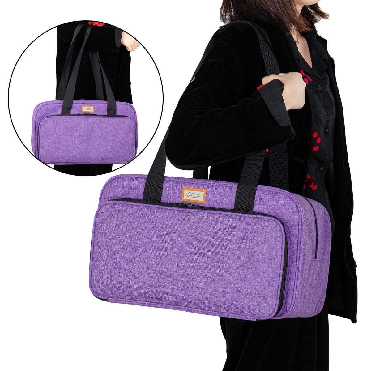 CURMIO Yarn Storage Bag for Crochet Hooks, Knitting Project, Purple