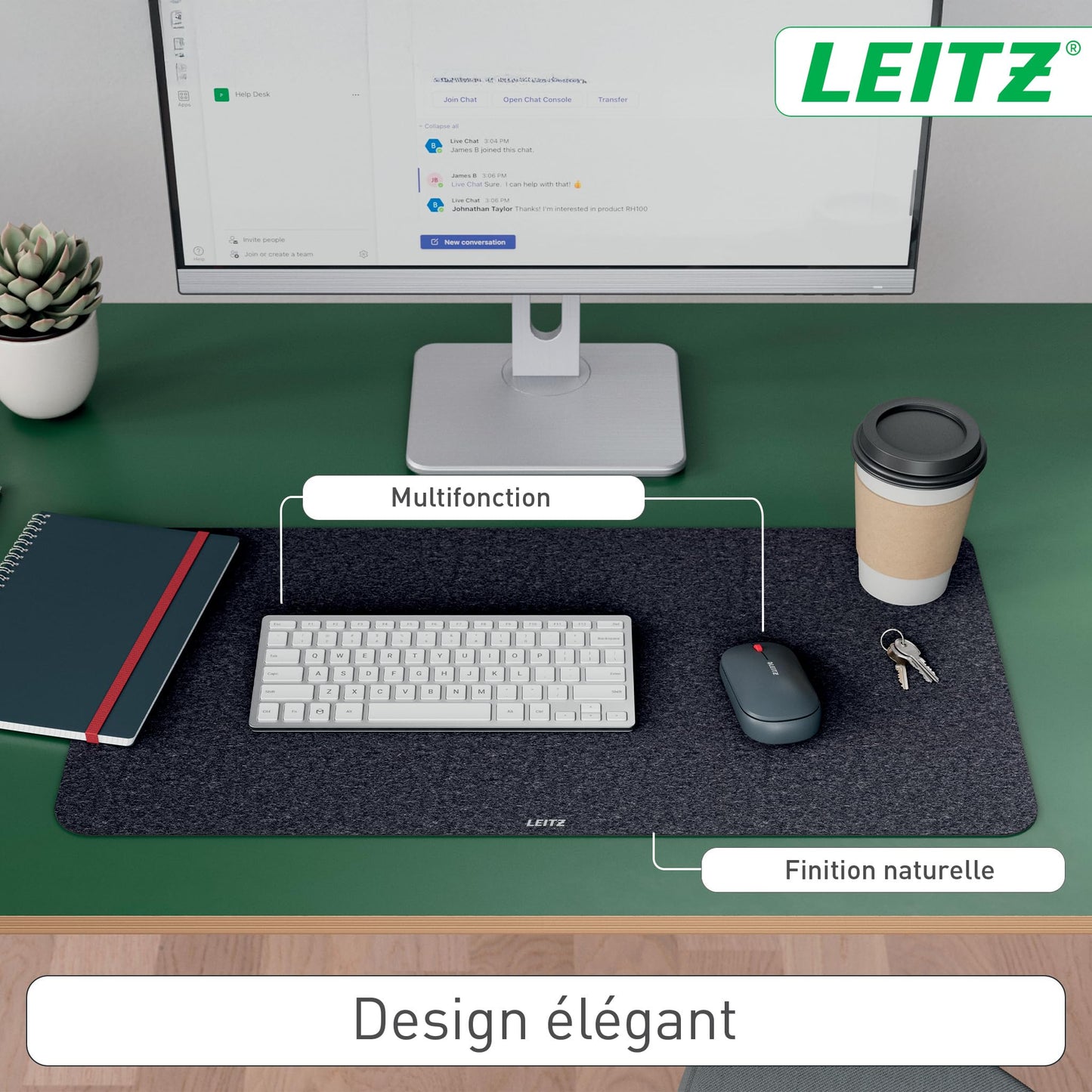 Leitz Large Felt Desk Pad, Felt Desk Pad, Non-Slip Soft Surface Keyboard Mouse Pad for Office or