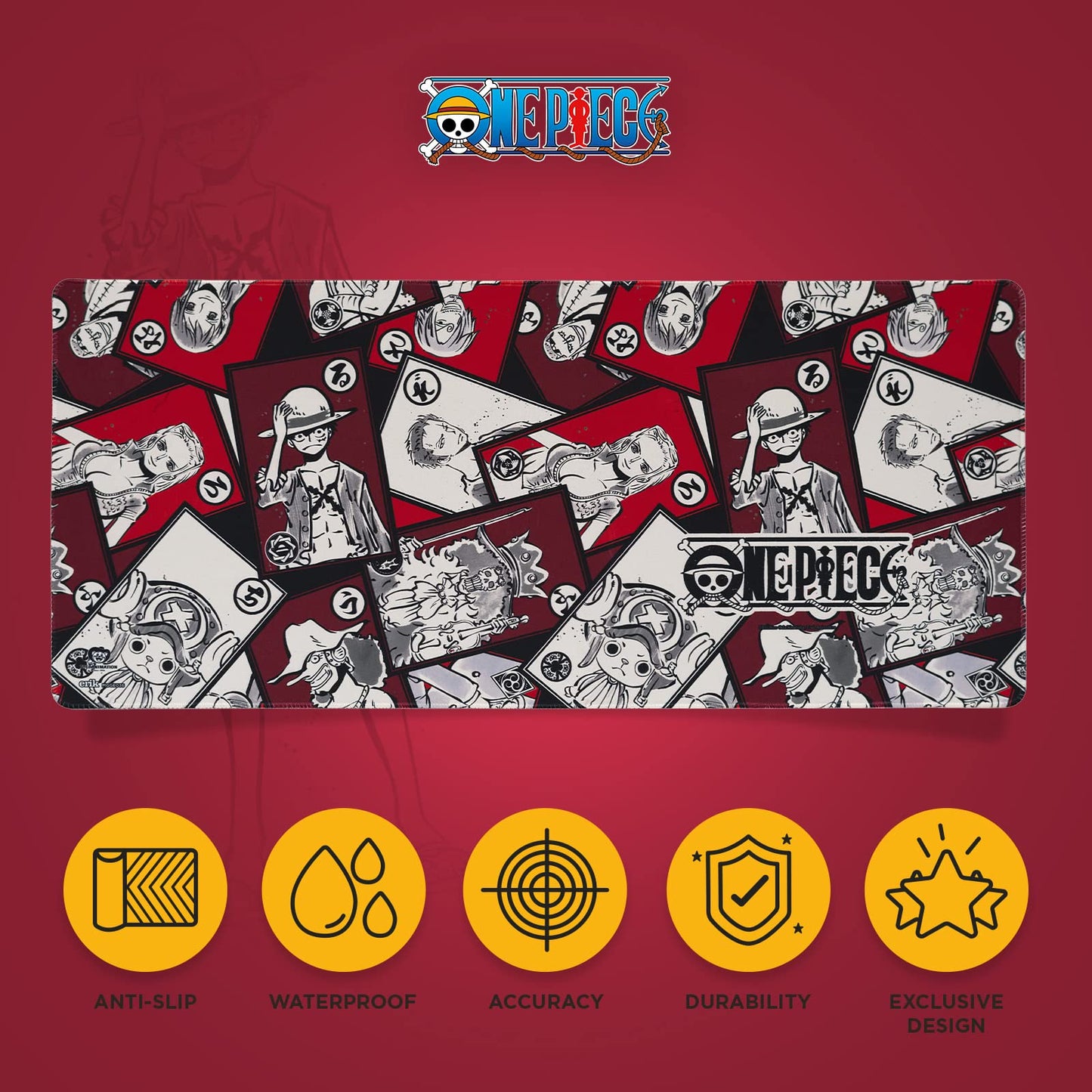 Grupo Erik One Piece Mouse Pad Gaming 31.5x13.78in, One Piece Gifts