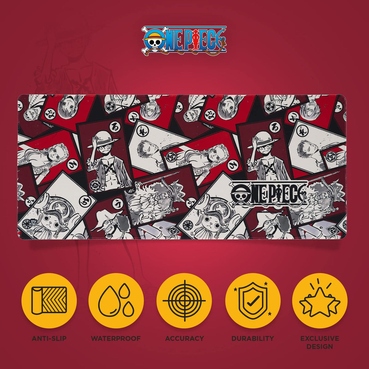 Grupo Erik One Piece Mouse Pad Gaming 31.5x13.78in, One Piece Gifts