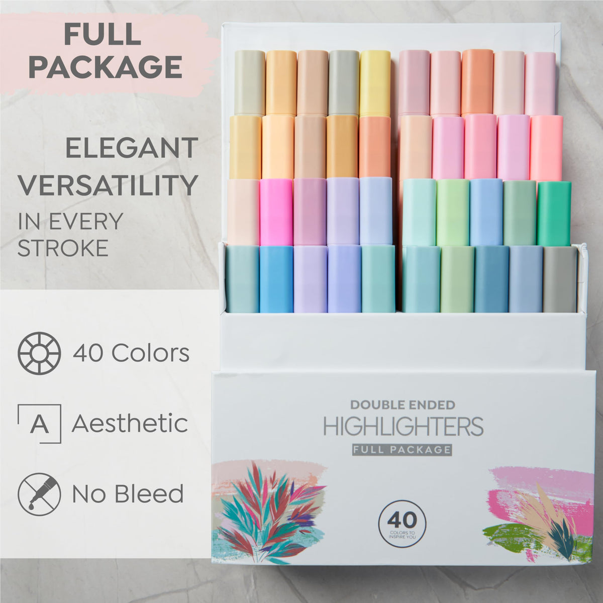 BLIEVE Bible Highlighters No Bleed, Pastel Colors, Dual Tip, 40 Pack