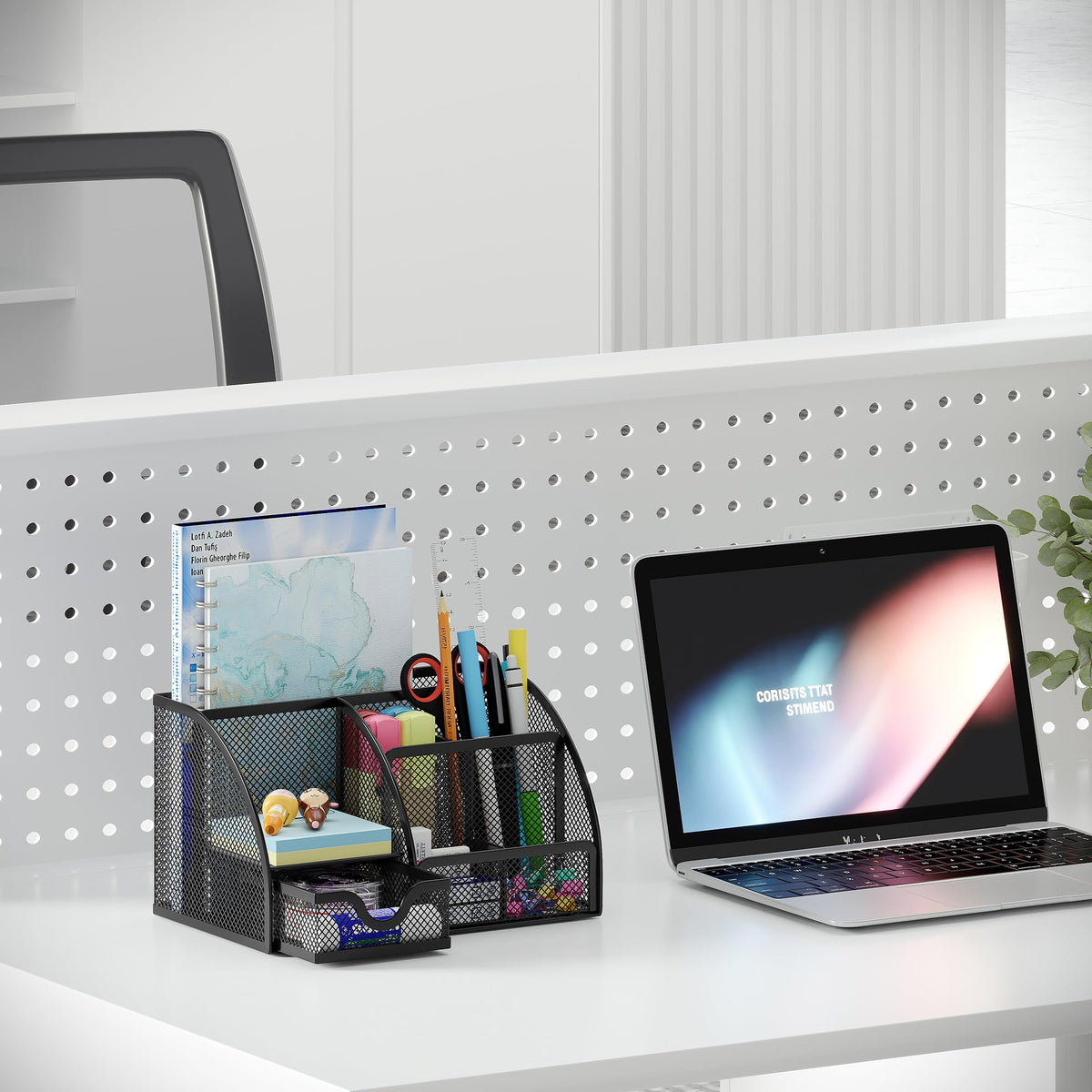 EasyPAG Mesh Desk Organizer with Drawer Multi-functional Pen Holder Stationery Organizer for Office