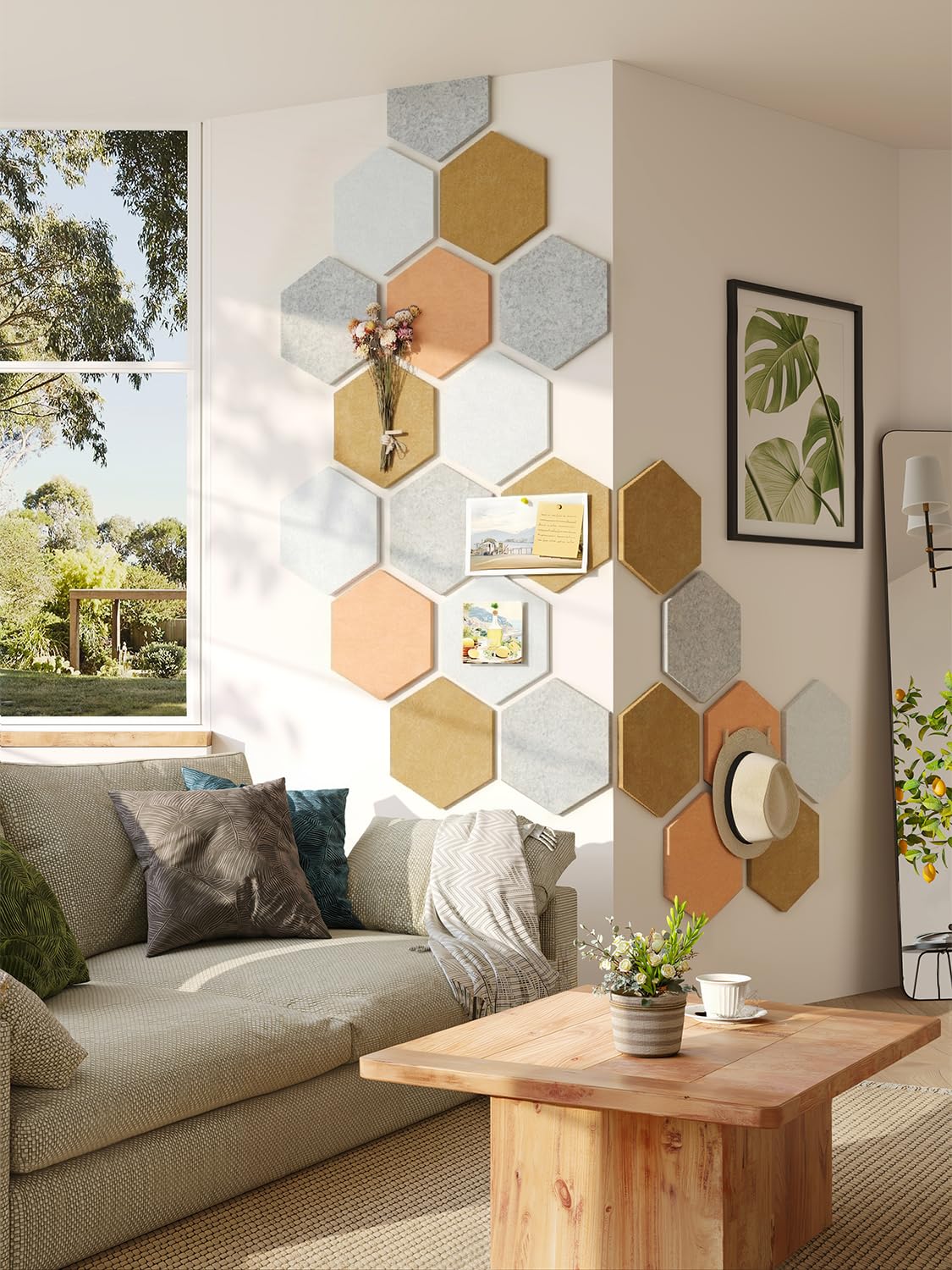 Uoisaiko 8-Pack Hexagon Felt Bulletin Board Tiles, Cork Board Alternative