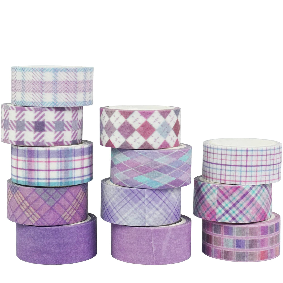 YUBX Basic Grid Washi Tape Set 12 Rolls Plaid Decorative Masking Tapes for Arts, DIY Crafts