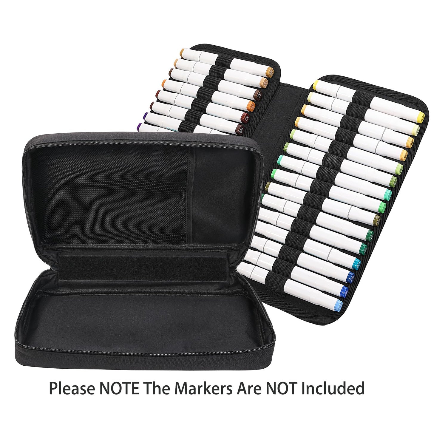 BOMKEE 60 Slots Marker Organizer Case, Large Marker Case for 60 Markers Big Capacity Marker Storage