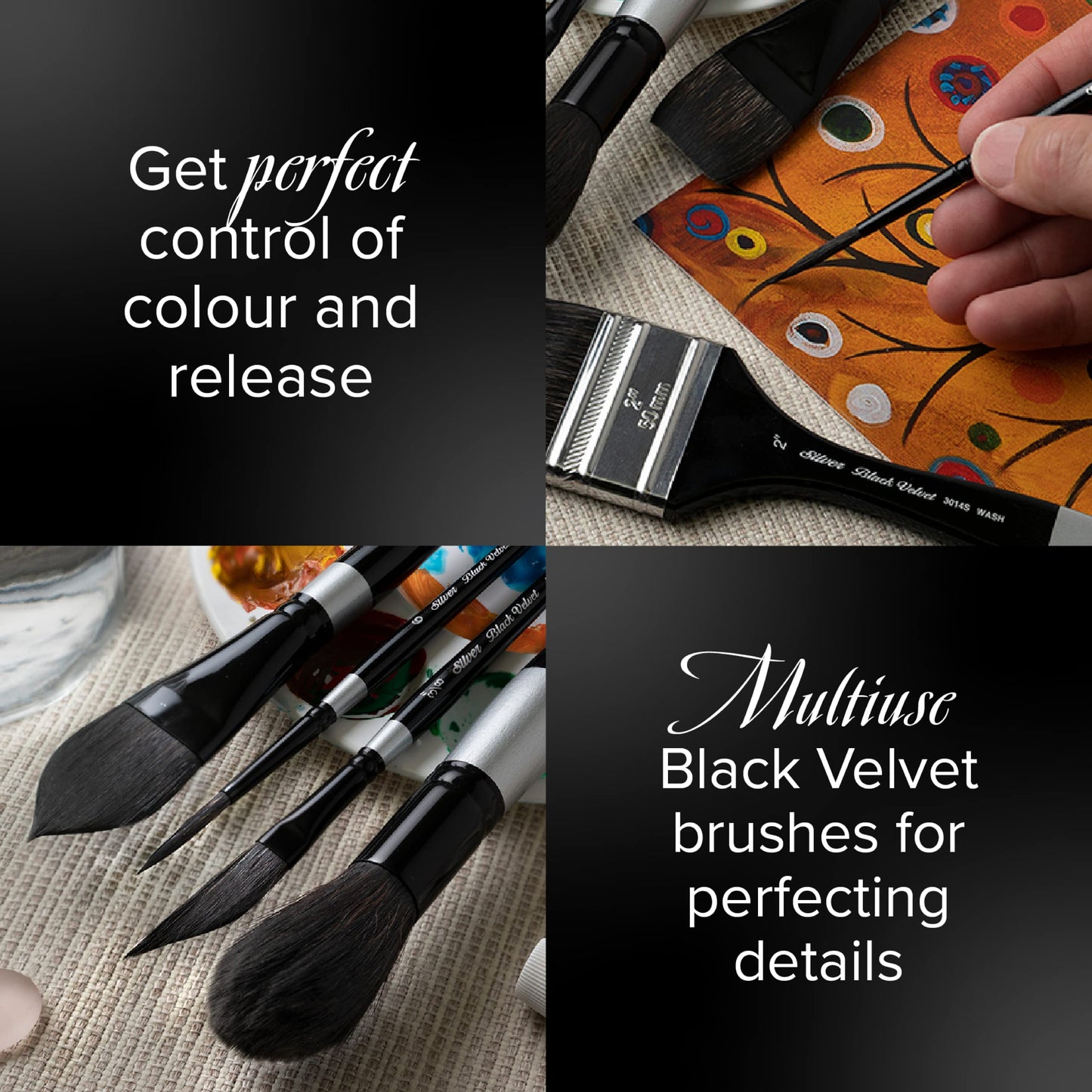 Silver Brush Limited Black Velvet Script Liner Watercolor Brush, Size 4
