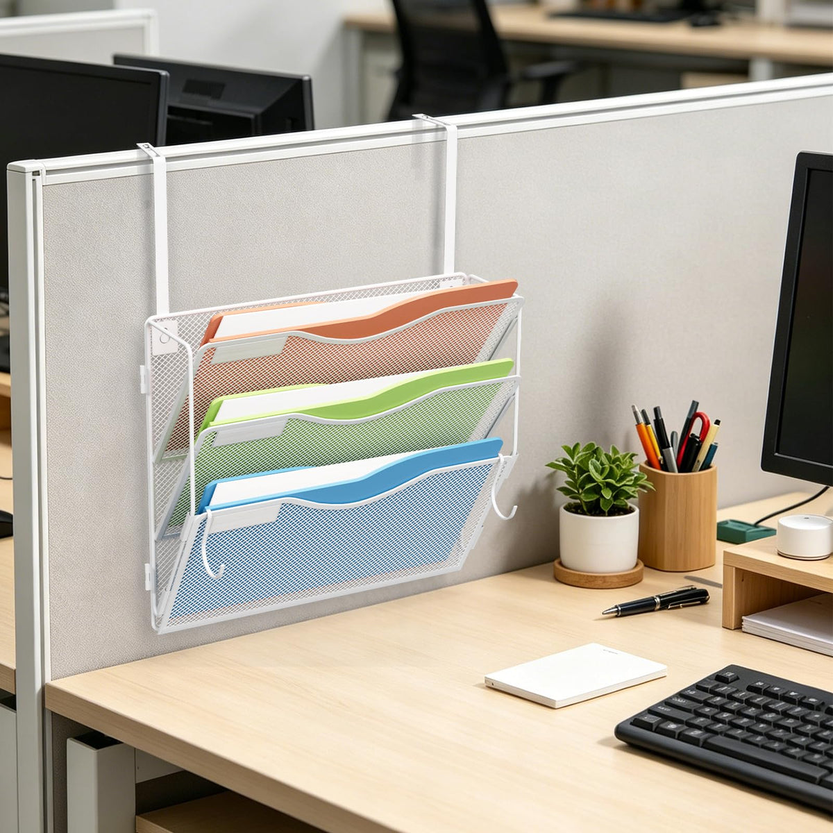 BOHDK Wall File Organizer, Hanging File Folder Organizer, Vertical Mesh Metal Door/Wall Mount