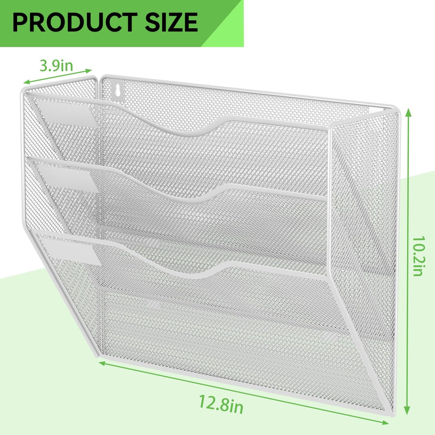 GDINDINFAN 3 Pockets Hanging Wall File Organizer Mail Holder, Wall Mounted Paper Document Folder