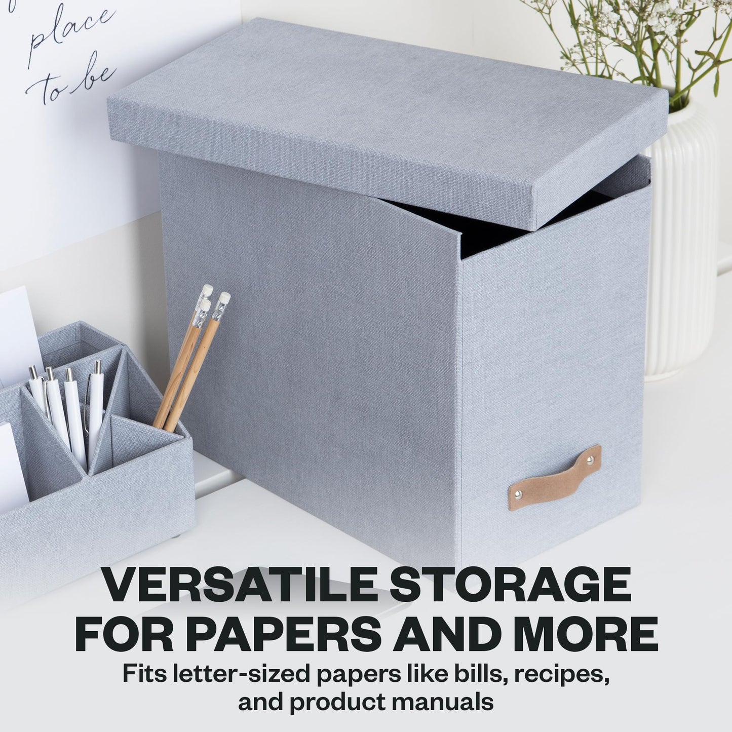 Bigso John File Box - File Storage Box and File Organizer for Important Paperwork - Durable Hanging