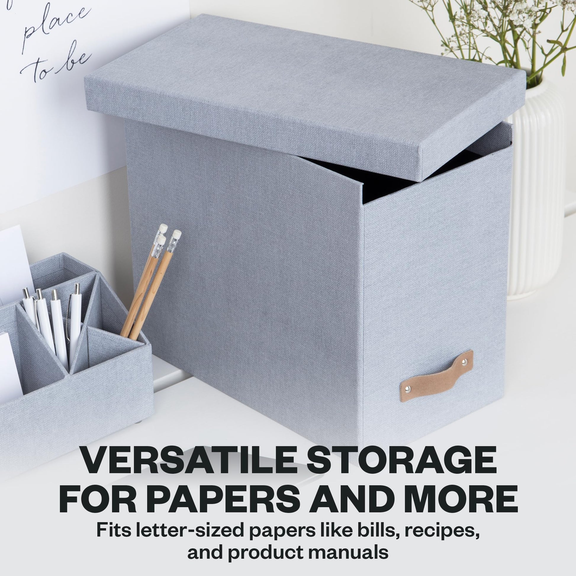 Bigso John File Box - File Storage Box and File Organizer for Important Paperwork - Durable Hanging