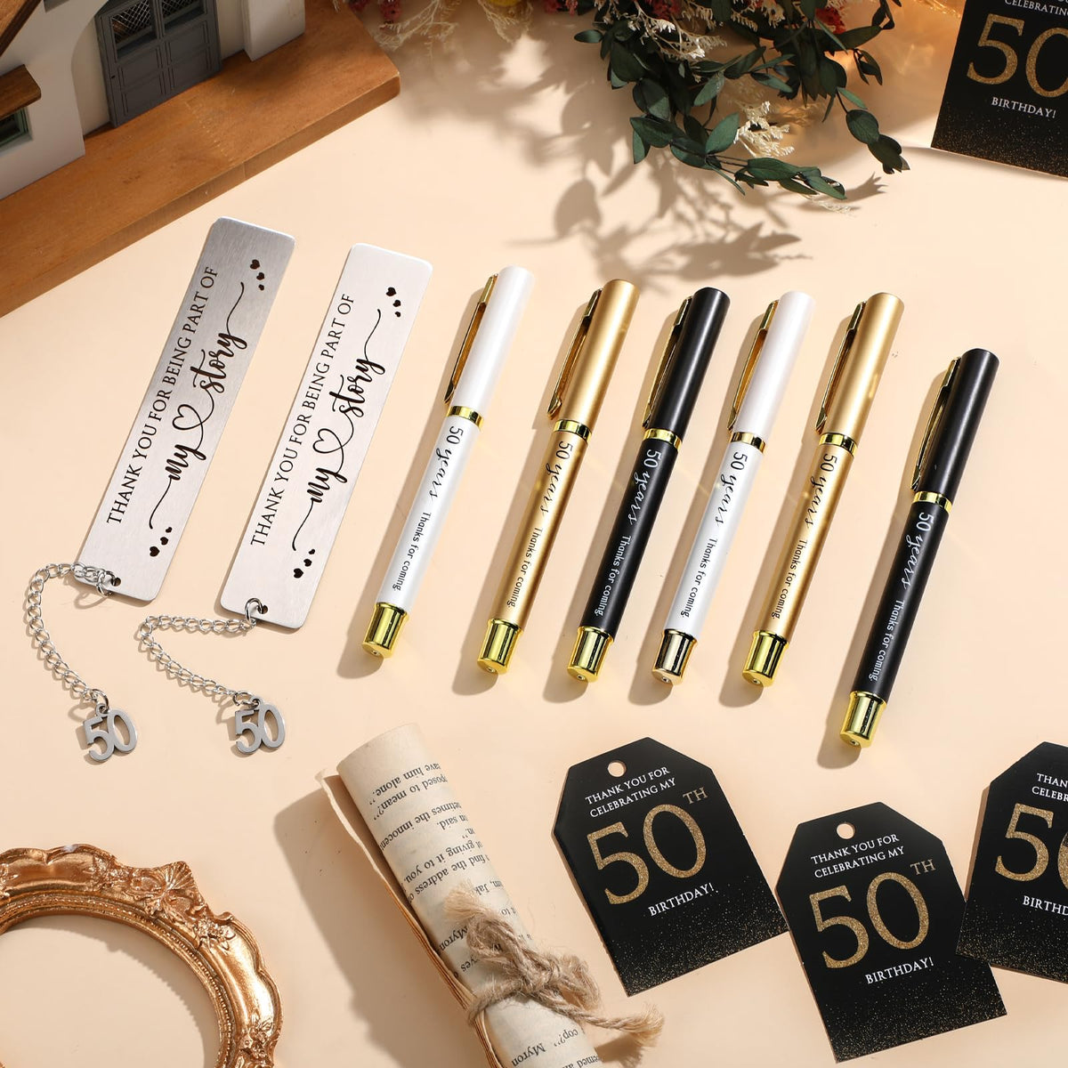Sinload 25 Sets Birthday Favors for Guests 25 Thanks for Coming Ballpoint Pens 25 Metal Bookmarks