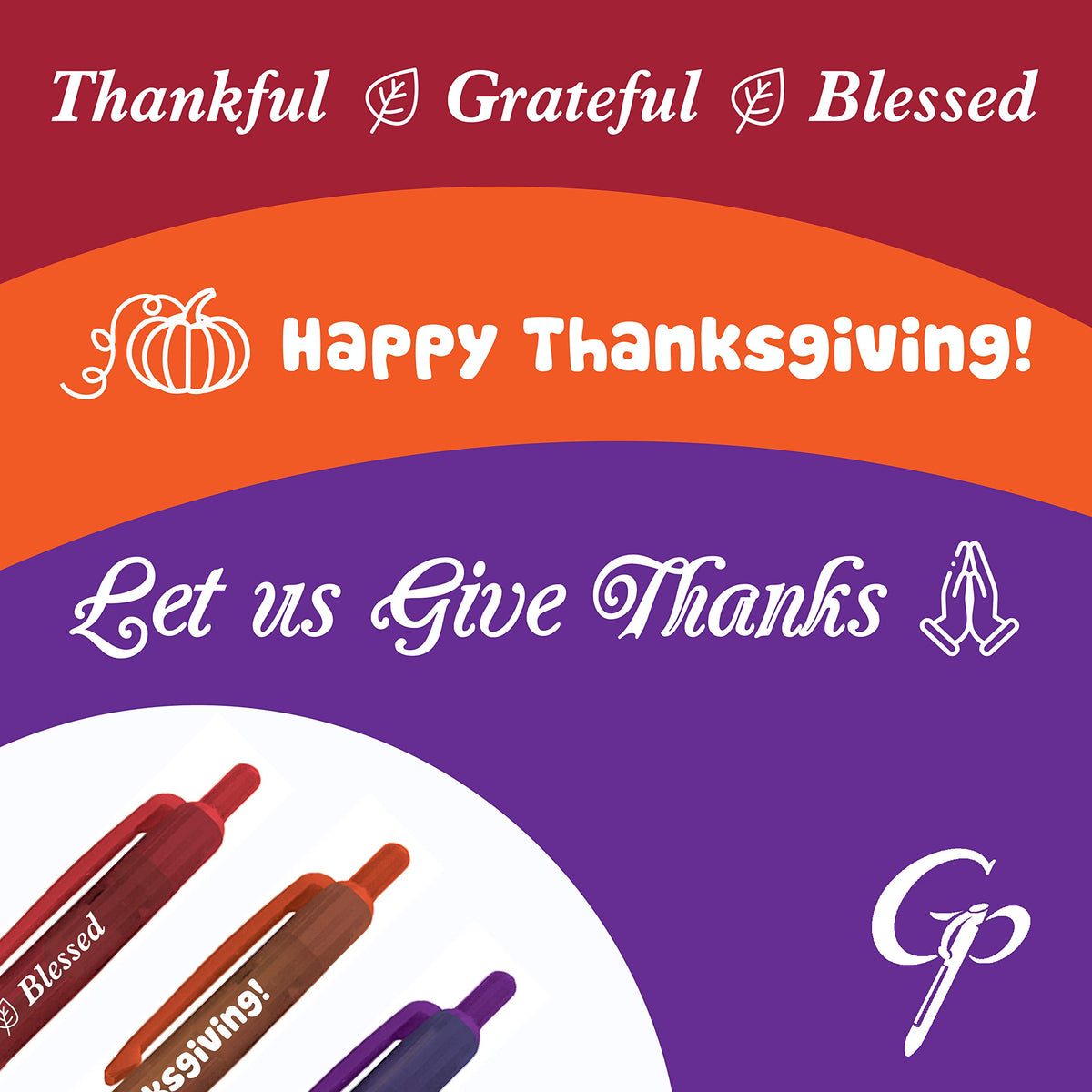 Greeting Pen 12 Translucent Thanksgiving Pen Set, 3 Designs 46012