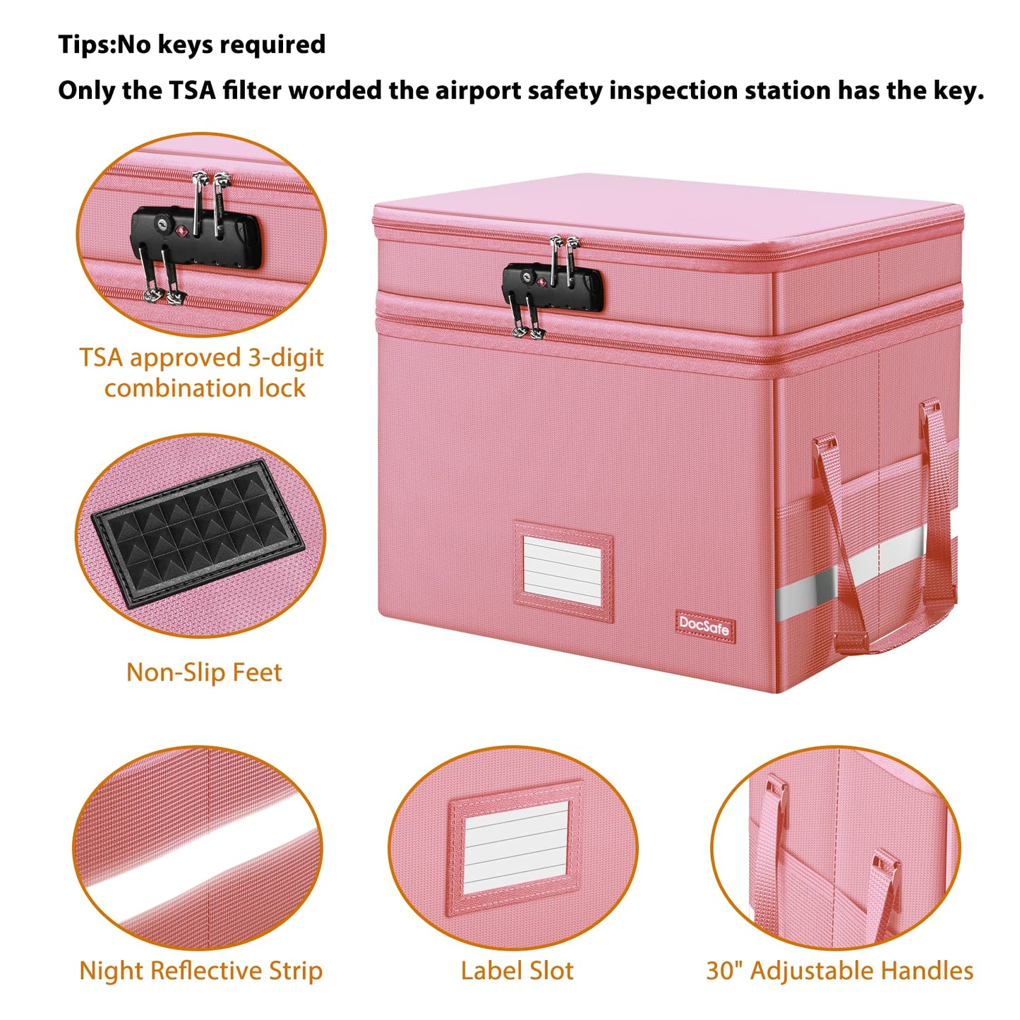 DocSafe File Box with Lock,Multi-Layer Fireproof Document Box Collapsible File Storage Organizer