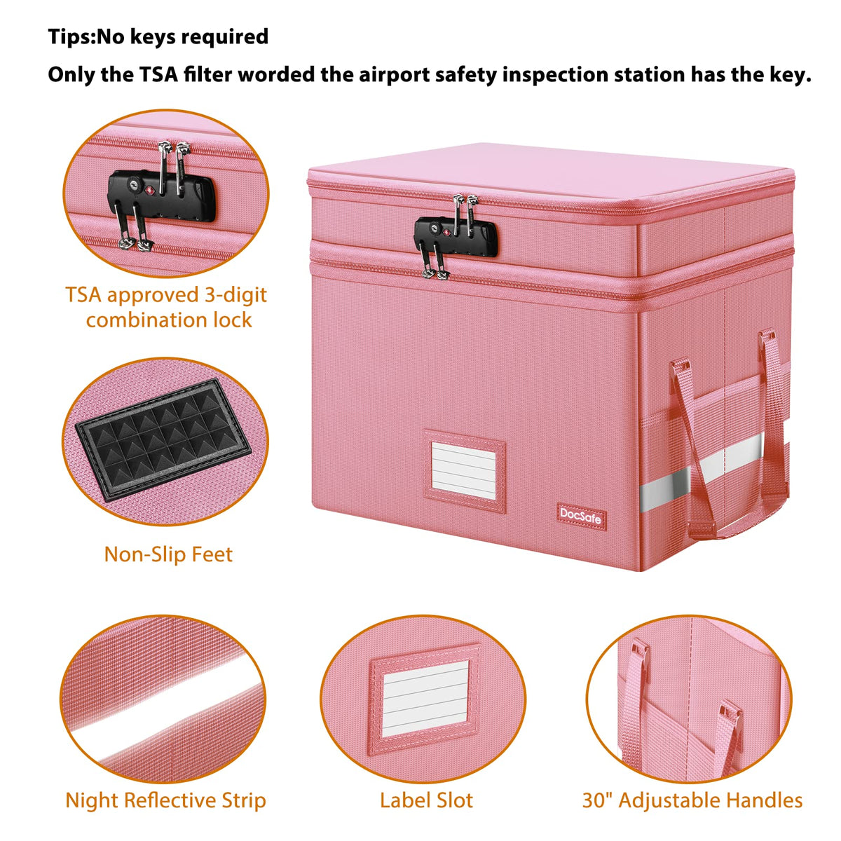 DocSafe File Box with Lock,Multi-Layer Fireproof Document Box Collapsible File Storage Organizer