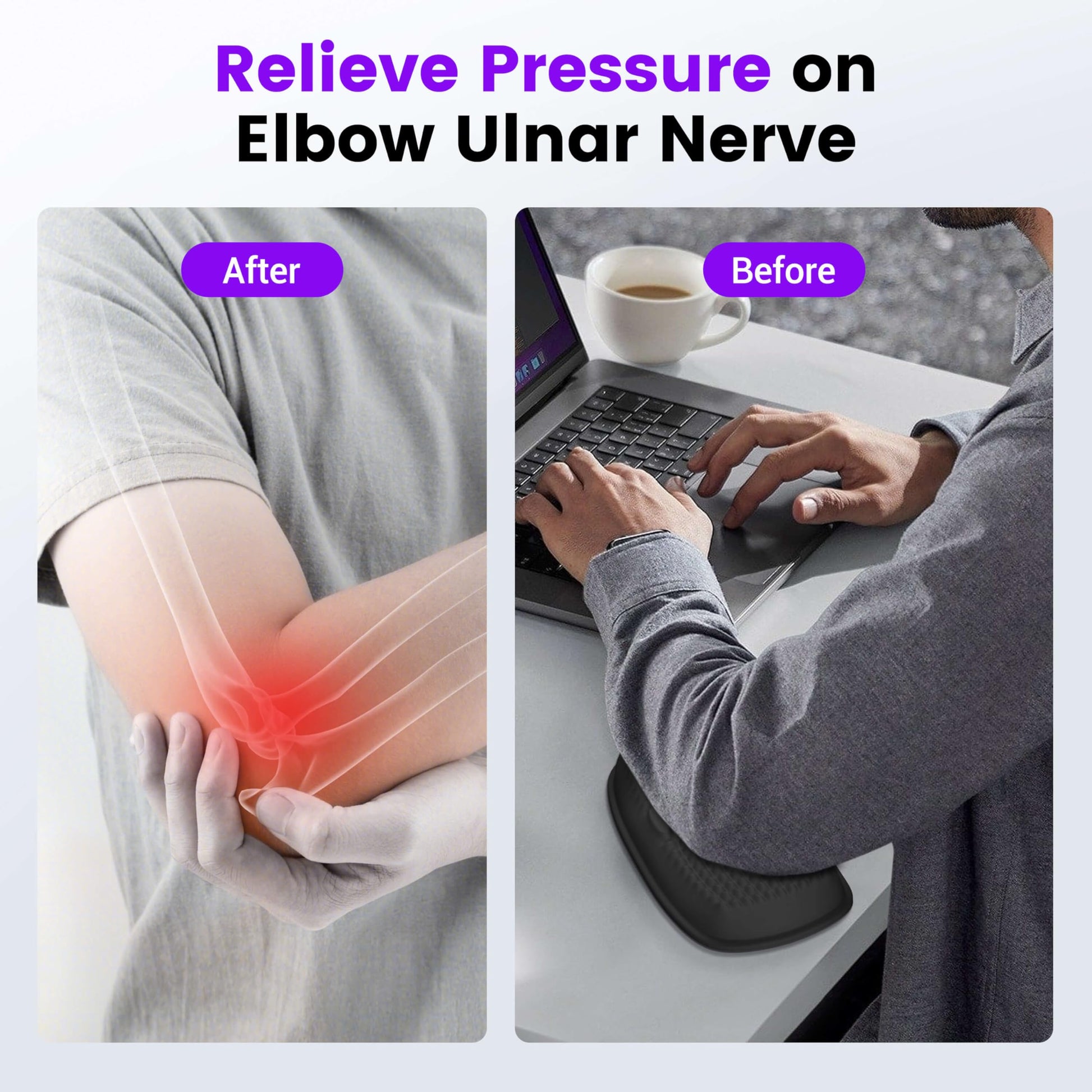 MEKASS Elbow Pad for Desk, Large Size Memory Foam Elbow Rest Padding with Non-Slip, Ergonomic Desk