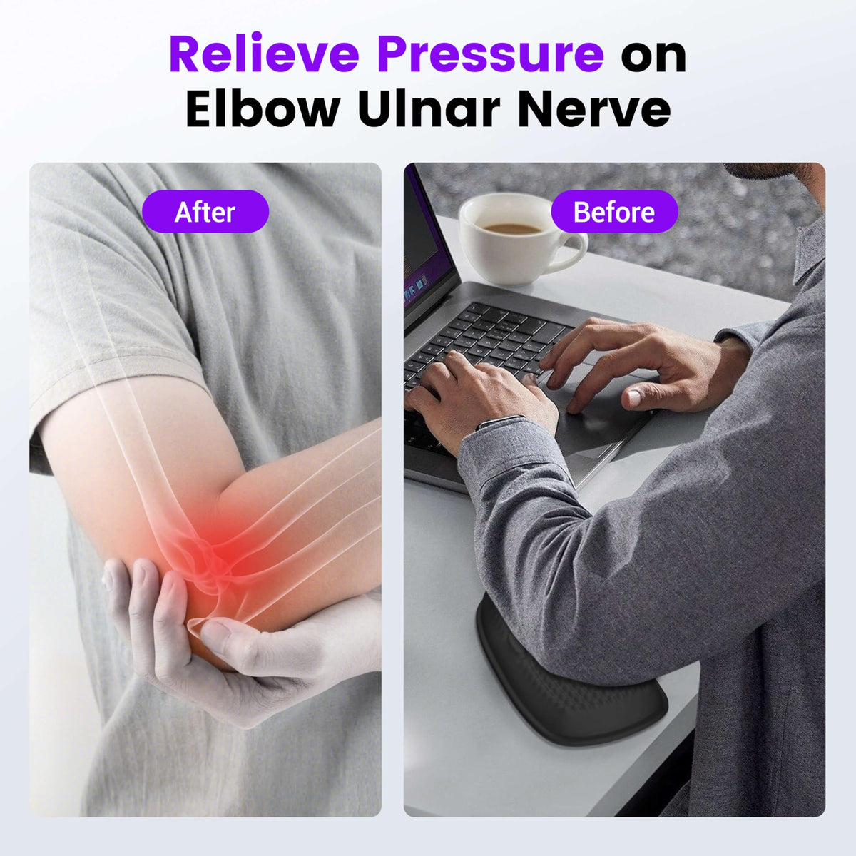 MEKASS Elbow Pad for Desk, Thicken & Large Memory Foam Elbow Rest Padding with Non-Slip, Ergonomic