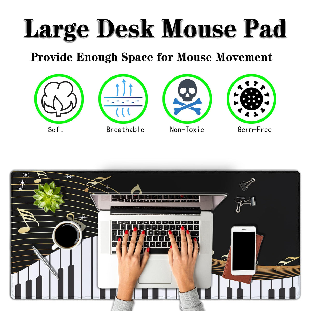 Samgula Large Mousepad Music Notes Keyboard Pad Large Gaming Mouse Pads XXL Mouse Pad Gaming