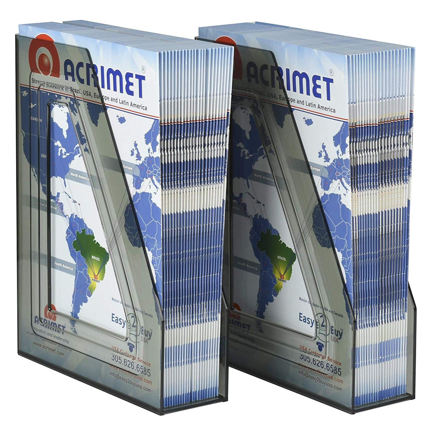 Acrimet Magazine File Holder, Vertical Desk Organizer, Clear Gray, 2 Pack