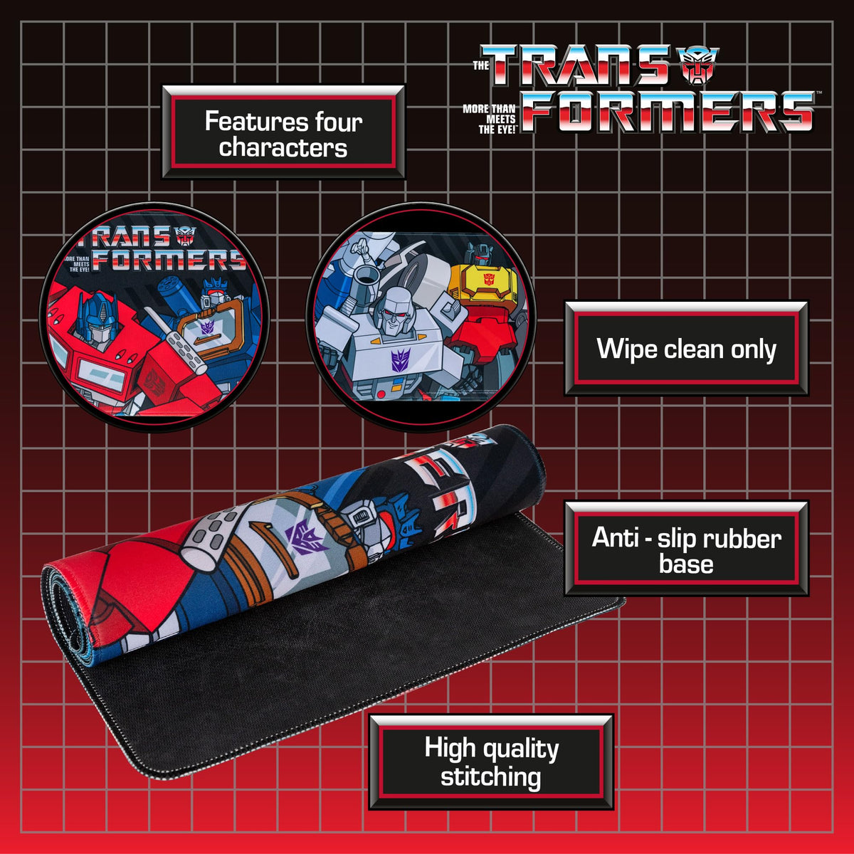 Blue Sky Studios Transformers Jumbo Desk Mat - Large Rubber Gaming and Work Desk Pad, 70 x 30