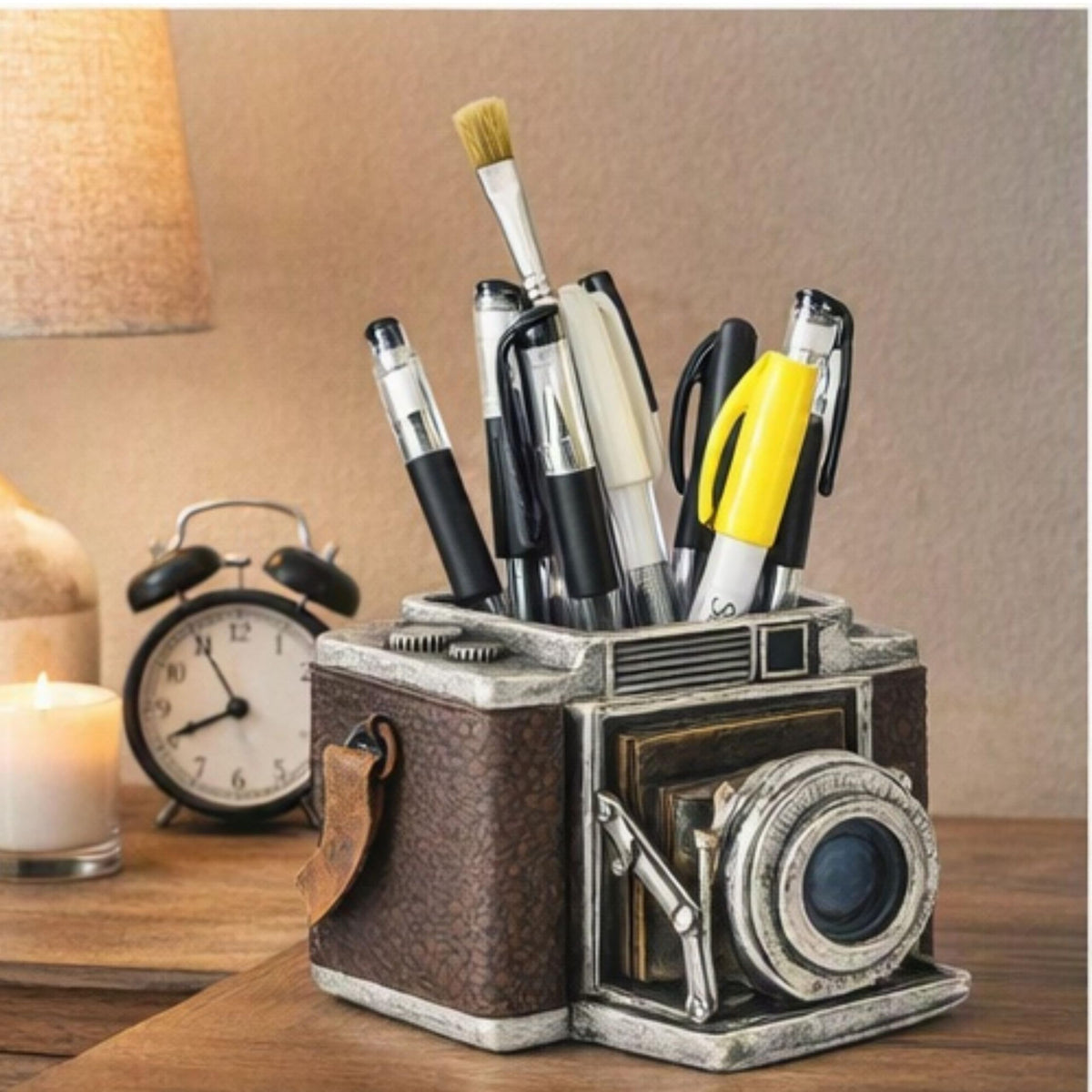 Bellaa Camera Pen Pencil Holder Vintage Retro Antique Style Shabby Chic Desk Organizer Office