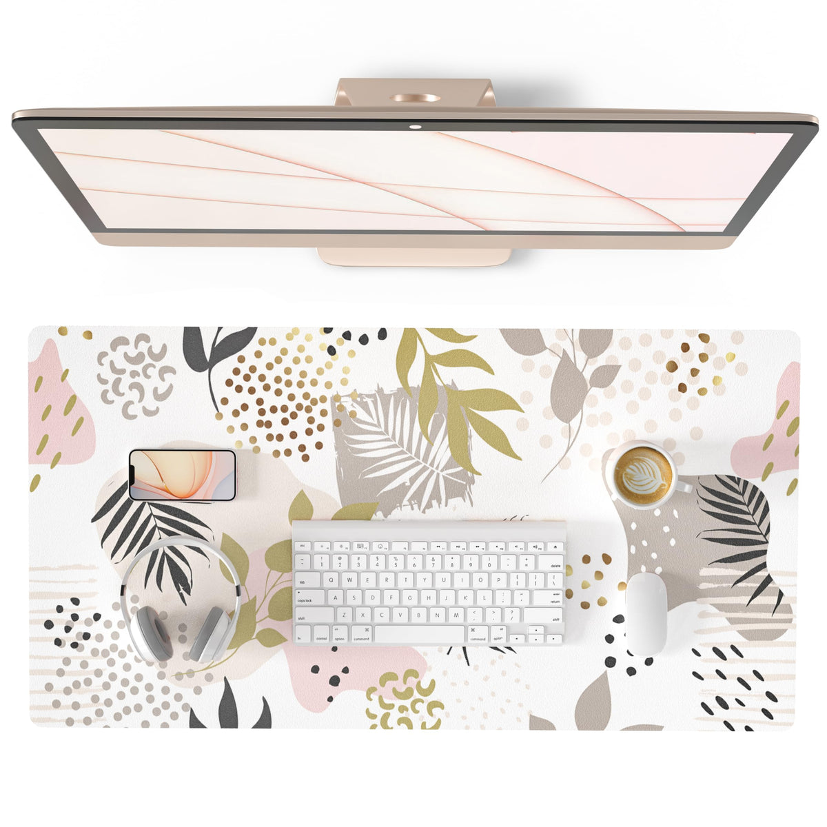 QiyI PU Leather Large Mouse Pad, Office Decor, 31.5" x 15.7", Tropical