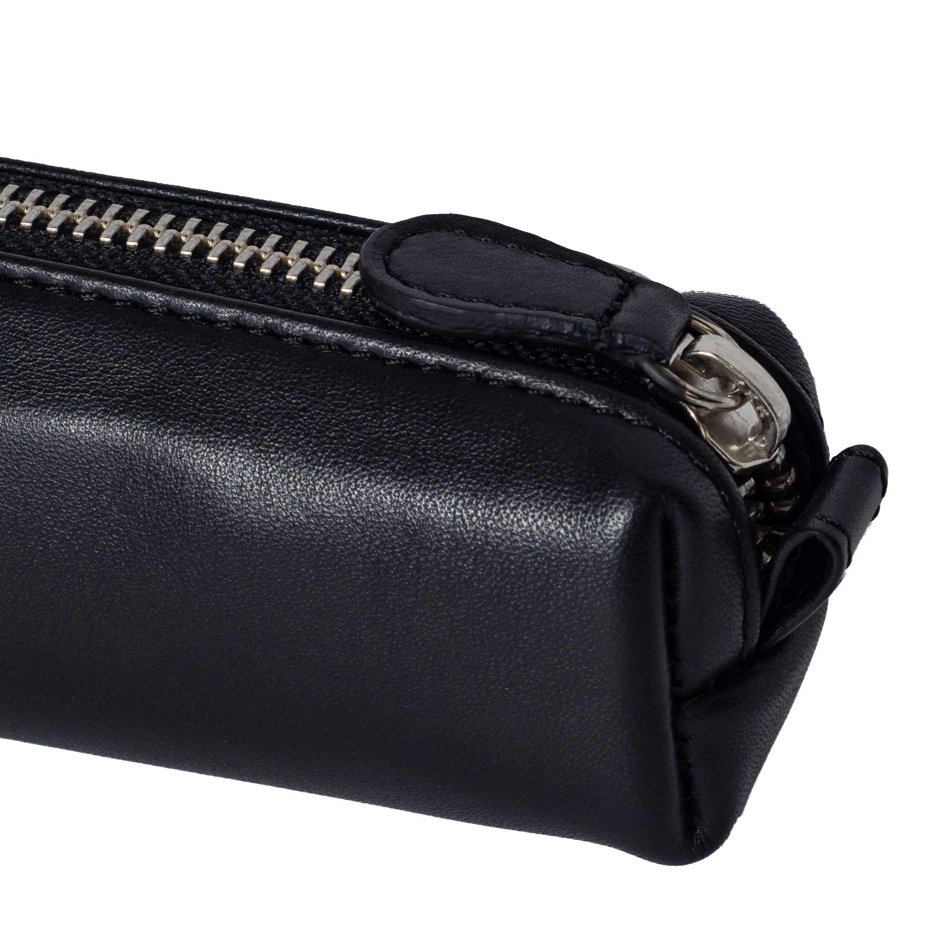 DiLoro Leather Zippered Fountain Ballpoint Rollerball Pens and Pencils Case Holder Pouch Genuine