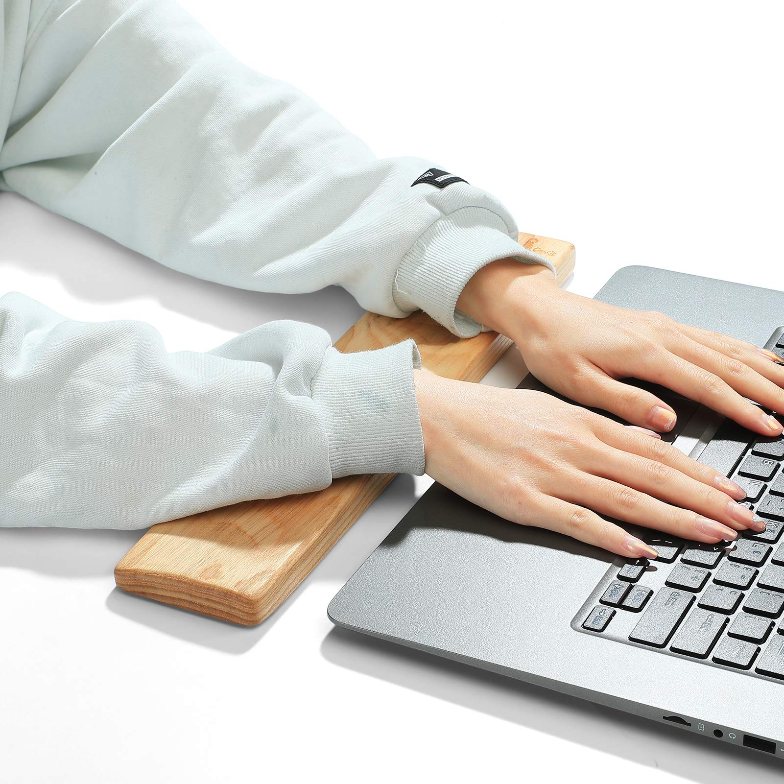 Wooden Keyboard Wrist Rest and Mouse Pad - Solid Wood Palm Guard for Keyboard and Mouse - Ash Wood