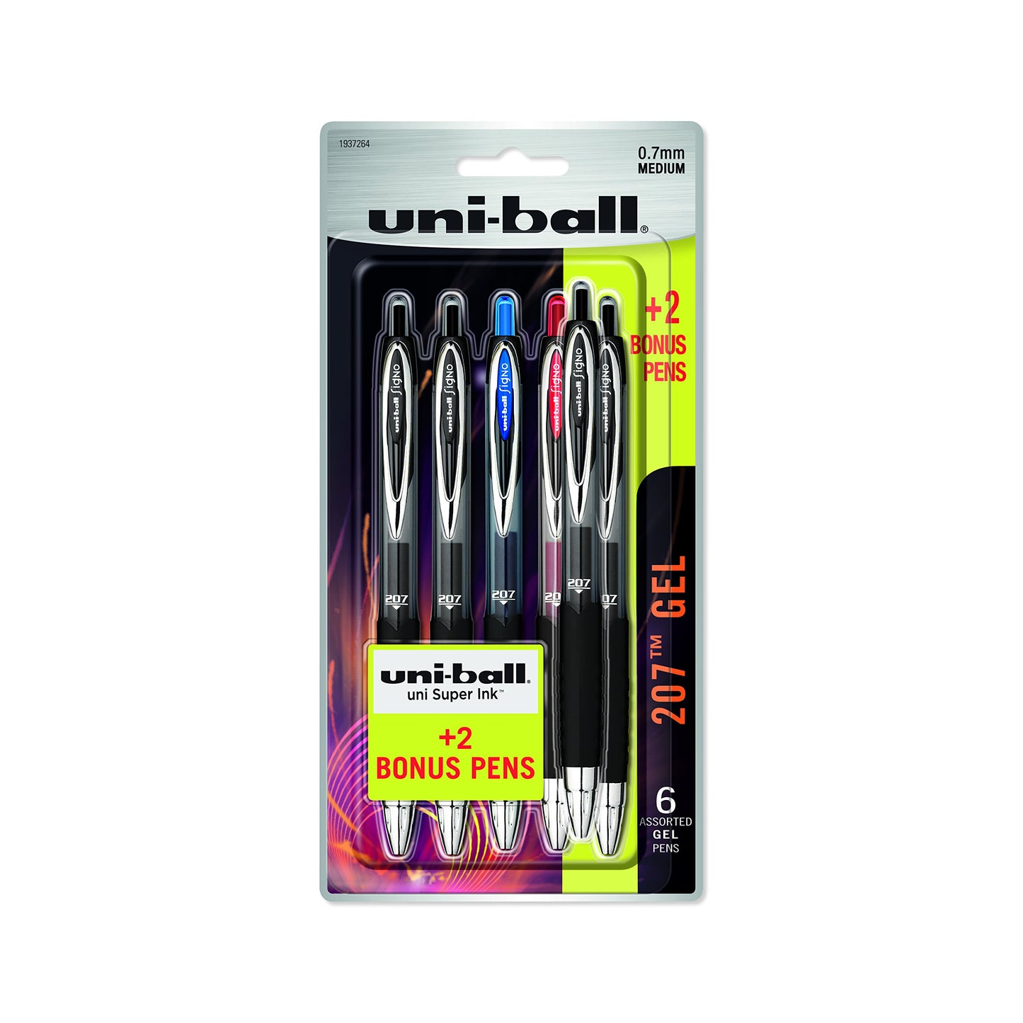 Uniball Signo 207 Gel Pen 6 Pack, 0.7mm Medium Assorted Pens, Gel Ink Pens | Office Supplies Sold