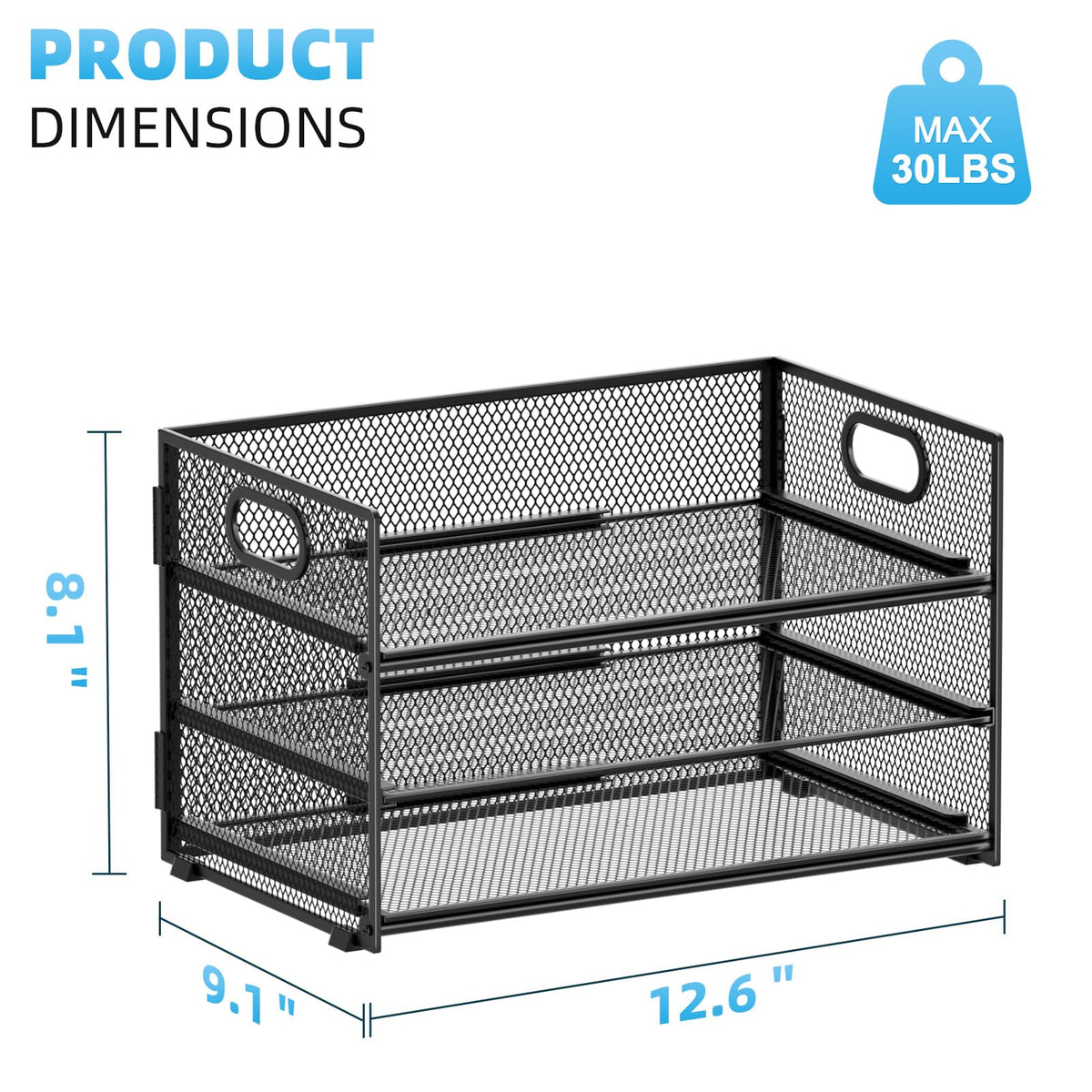 Marbrasse 3 Tier Paper Organizer Letter Tray, Mesh File Organizer with Handle, Paper Sorter Desk