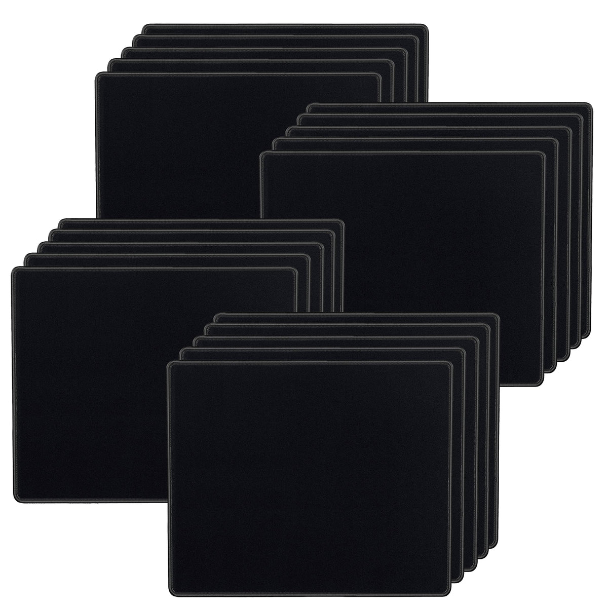 SaiTech IT 20-Pack Mouse Pads, Stitched Edges, Non-Slip Base, Black