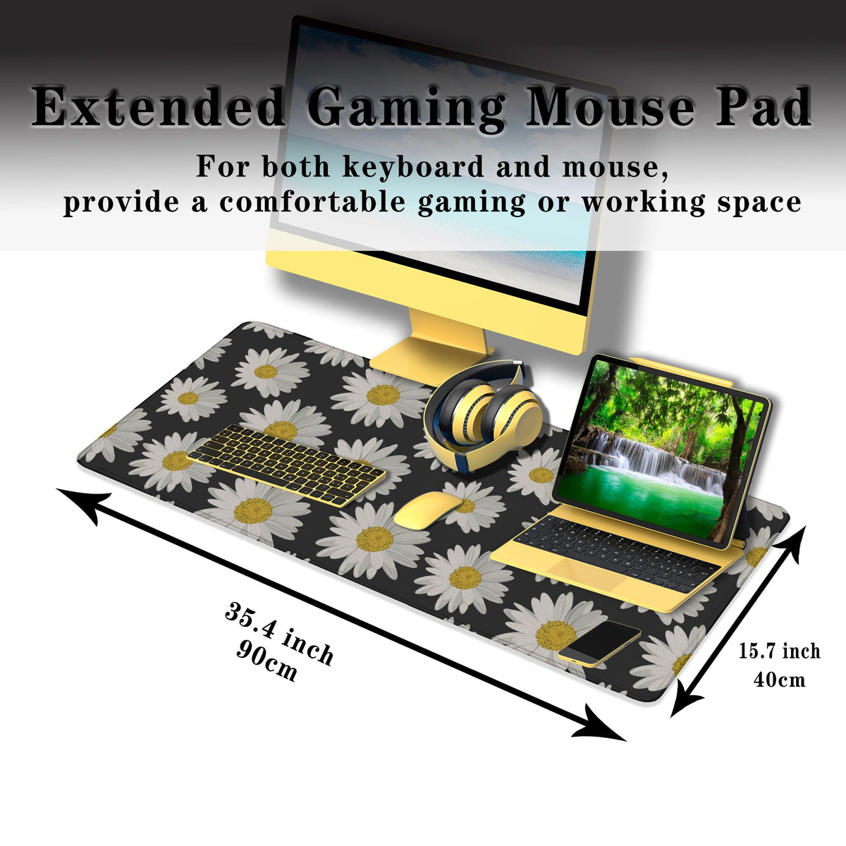 Samgula Big Mouse Pad Black Desk Pad Large Gaming Mousepads Pc Mouse Pads Office Items Non-Slip