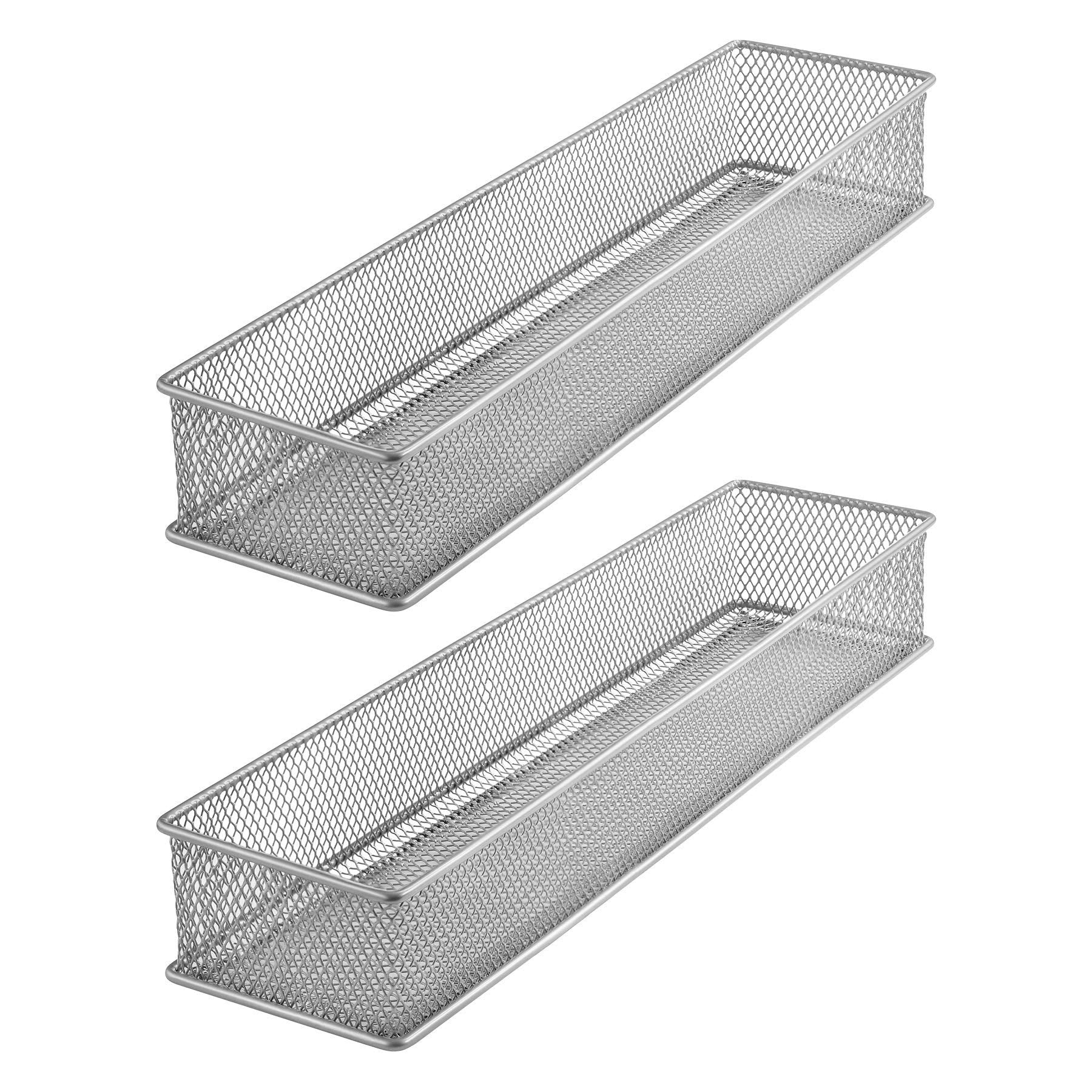 YBM HOME Silver Mesh Drawer Cabinet and or Shelf Organizer Bins, School Supply Holder Office