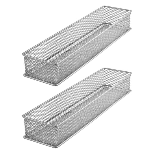YBM HOME Silver Mesh Drawer Cabinet and or Shelf Organizer Bins, School Supply Holder Office