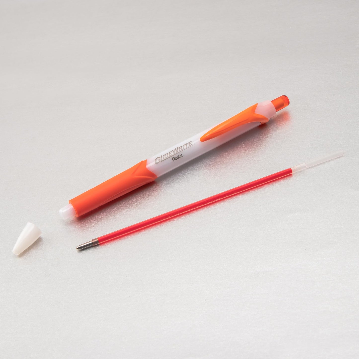 Pentel GlideWrite Ballpoint Pen with TechniFlo Ink, (1.0mm) Medium Line, Orange Ink, Box of 12