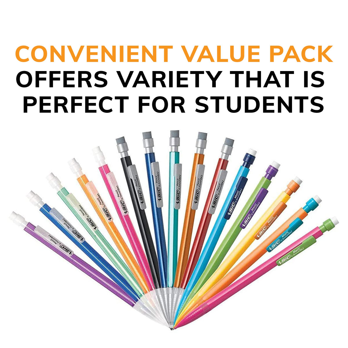 BIC Variety Pack, Assorted Sizes, 0.5mm, 0.7mm, 0.9mm, Refillable Design for Long-Lasting Use (Pack