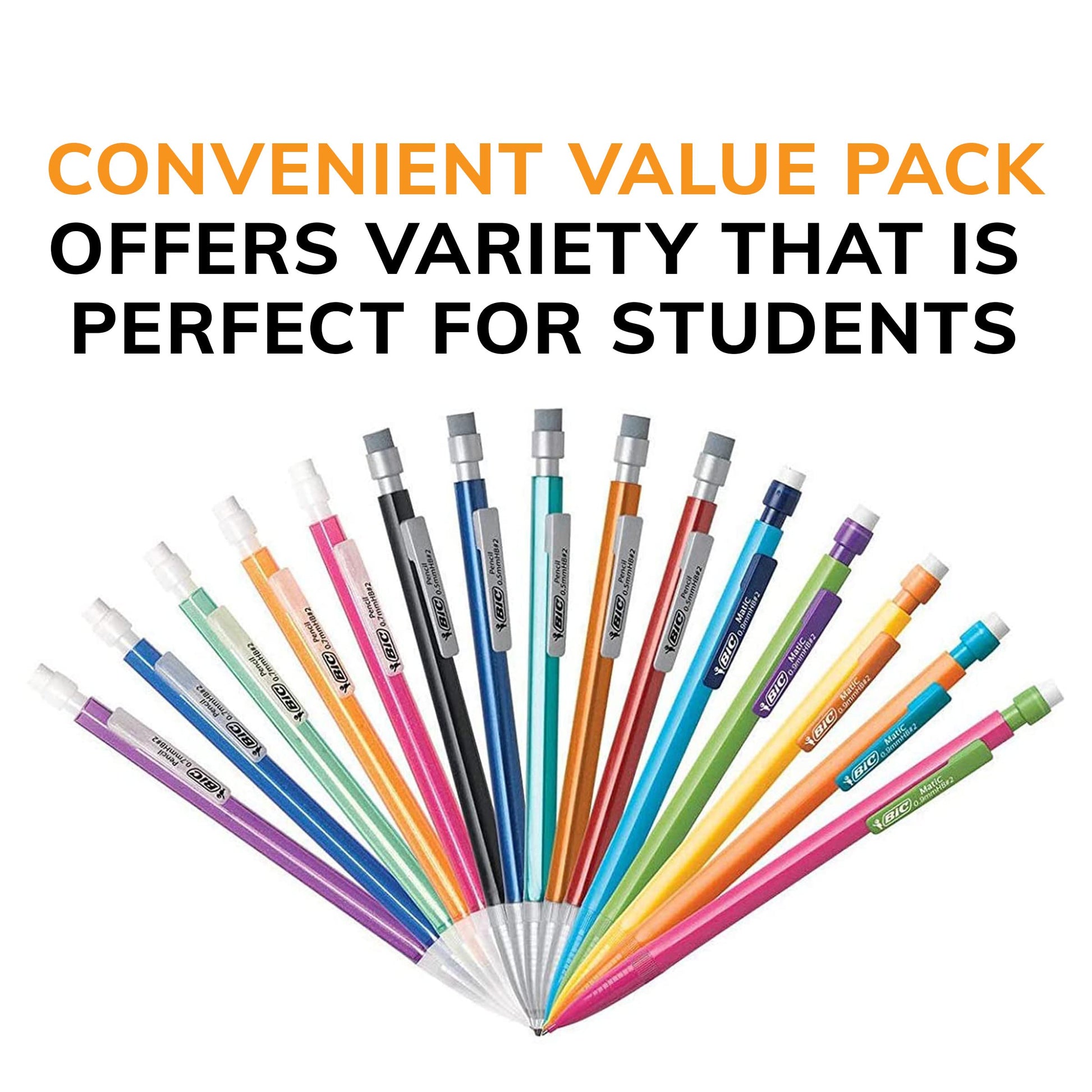 BIC Variety Pack, Assorted Sizes, 0.5mm, 0.7mm, 0.9mm, Refillable Design for Long-Lasting Use (Pack