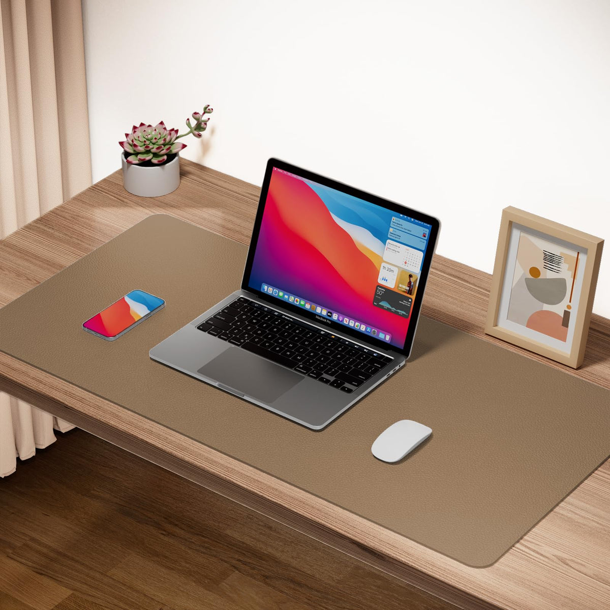 Boutilon Leather Desk Pad Protector,Non-Slip Mouse Pad,Laptop Desk Pad,Office Mouse Mat,Waterproof