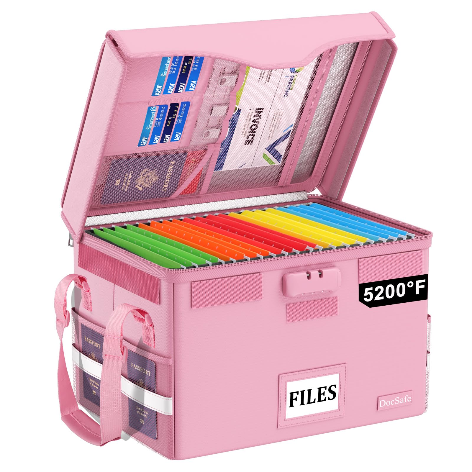 DocSafe 5200°F Fireproof Document Box with Lock,Heat Insulated File Organizer Storage with