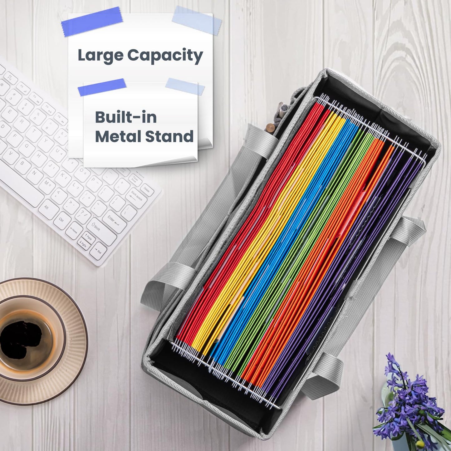 UNICITII File Organizer Box, Portable Tote Bag Hanging Filing Box Desktop File Folder Document