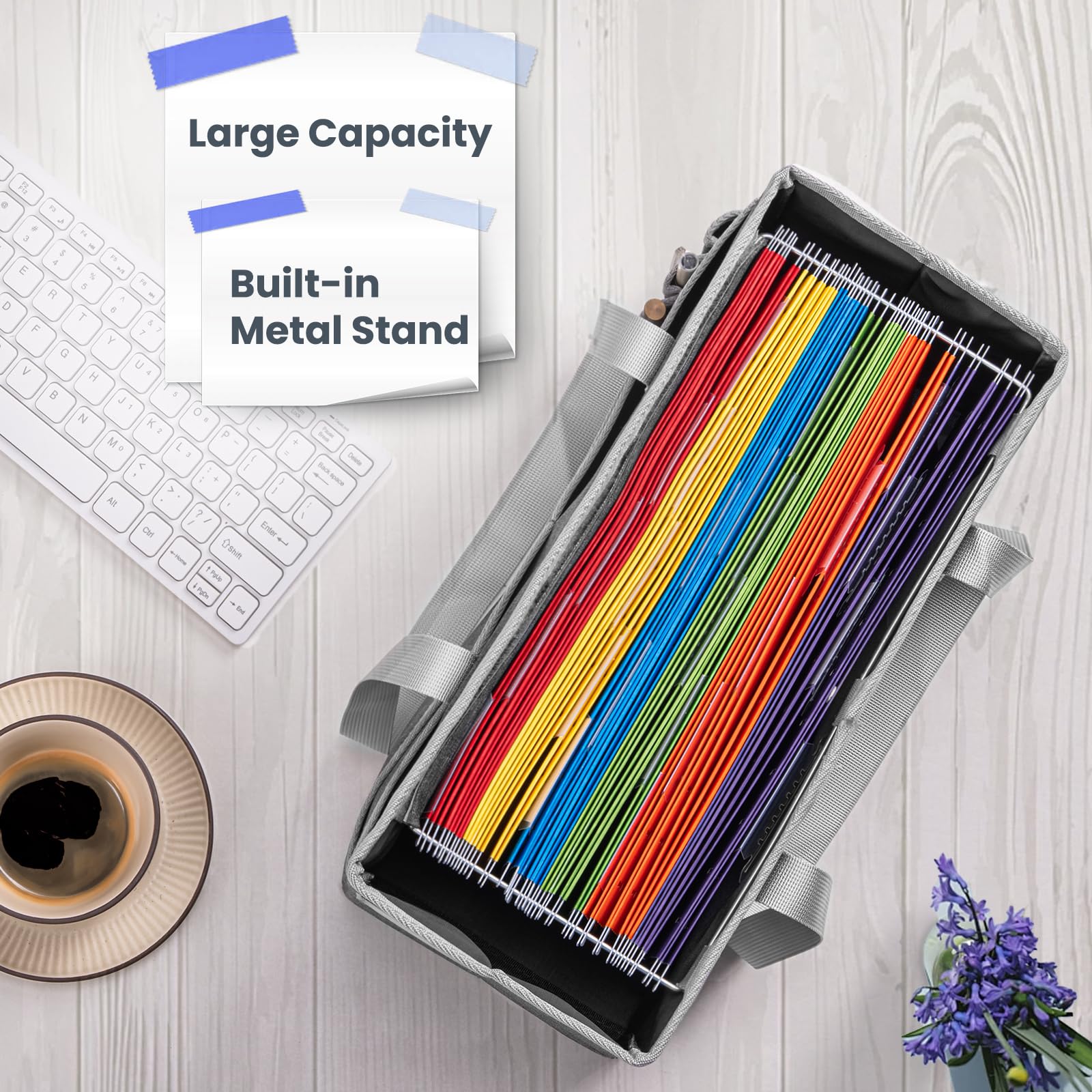 UNICITII File Organizer Box, Portable Tote Bag Hanging Filing Box Desktop File Folder Document