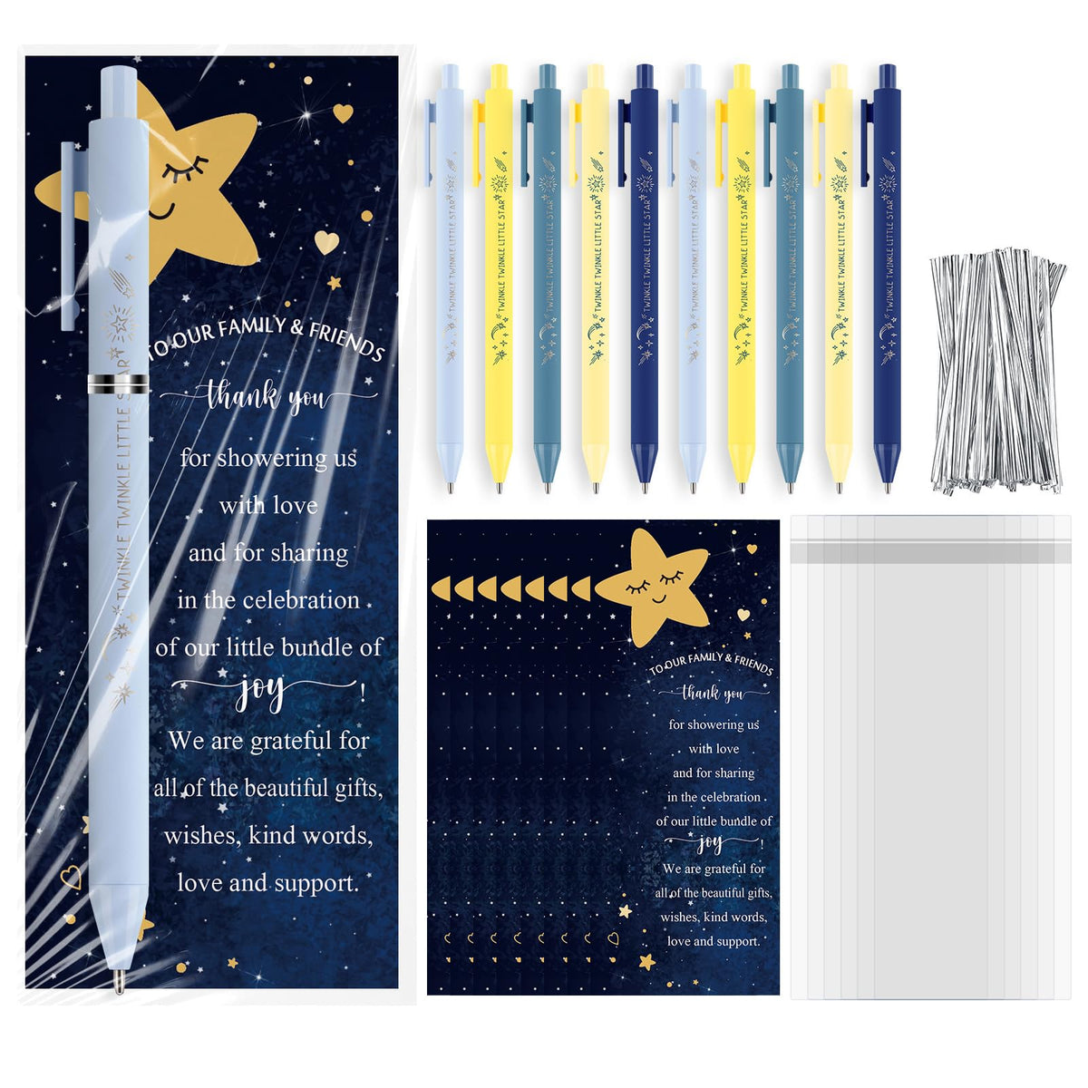 Engrowtic 50 Set Baby Shower Gifts Pens for Guest Twinkle Twinkle Little Star Baby Shower Party