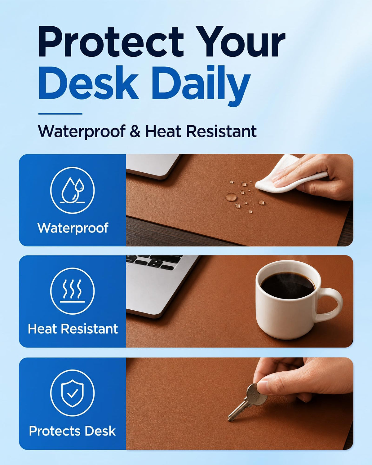 Aothia Double-Sided Desk Pad, 37.8"x17" Leather Desk Mat, Eco Cork Desk Pad Protector,Large Mouse