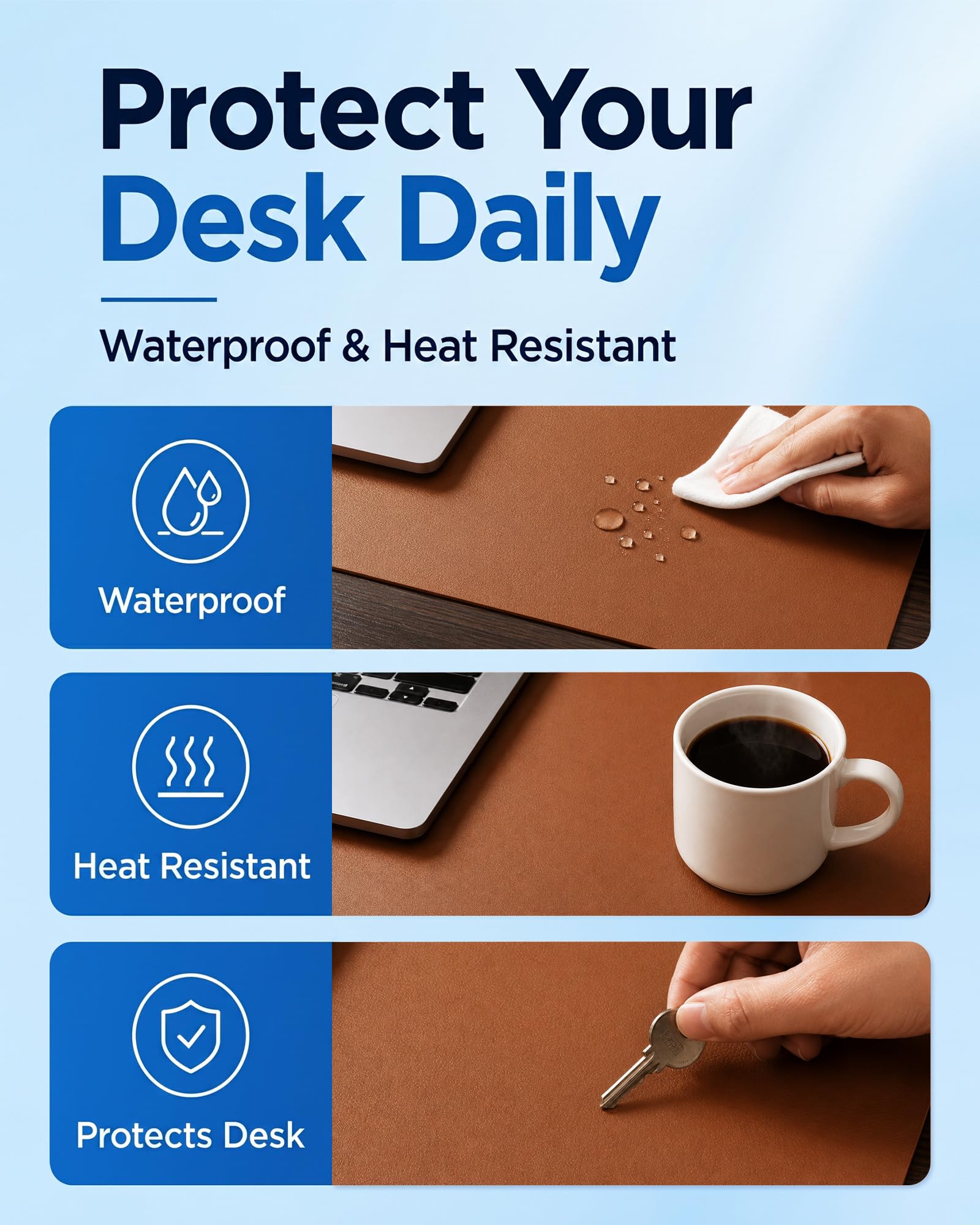 Aothia Double-Sided Desk Pad, 37.8"x17" Leather Desk Mat, Eco Cork Desk Pad Protector,Large Mouse