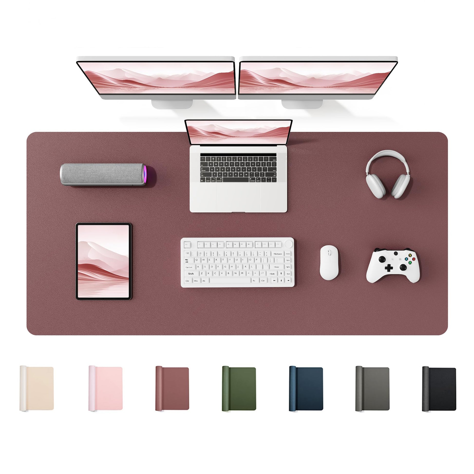 YSAGi 55" x 24" Large PU Leather Desk Mat for Keyboard and Mouse - Waterproof Non-Slip Desk Pad
