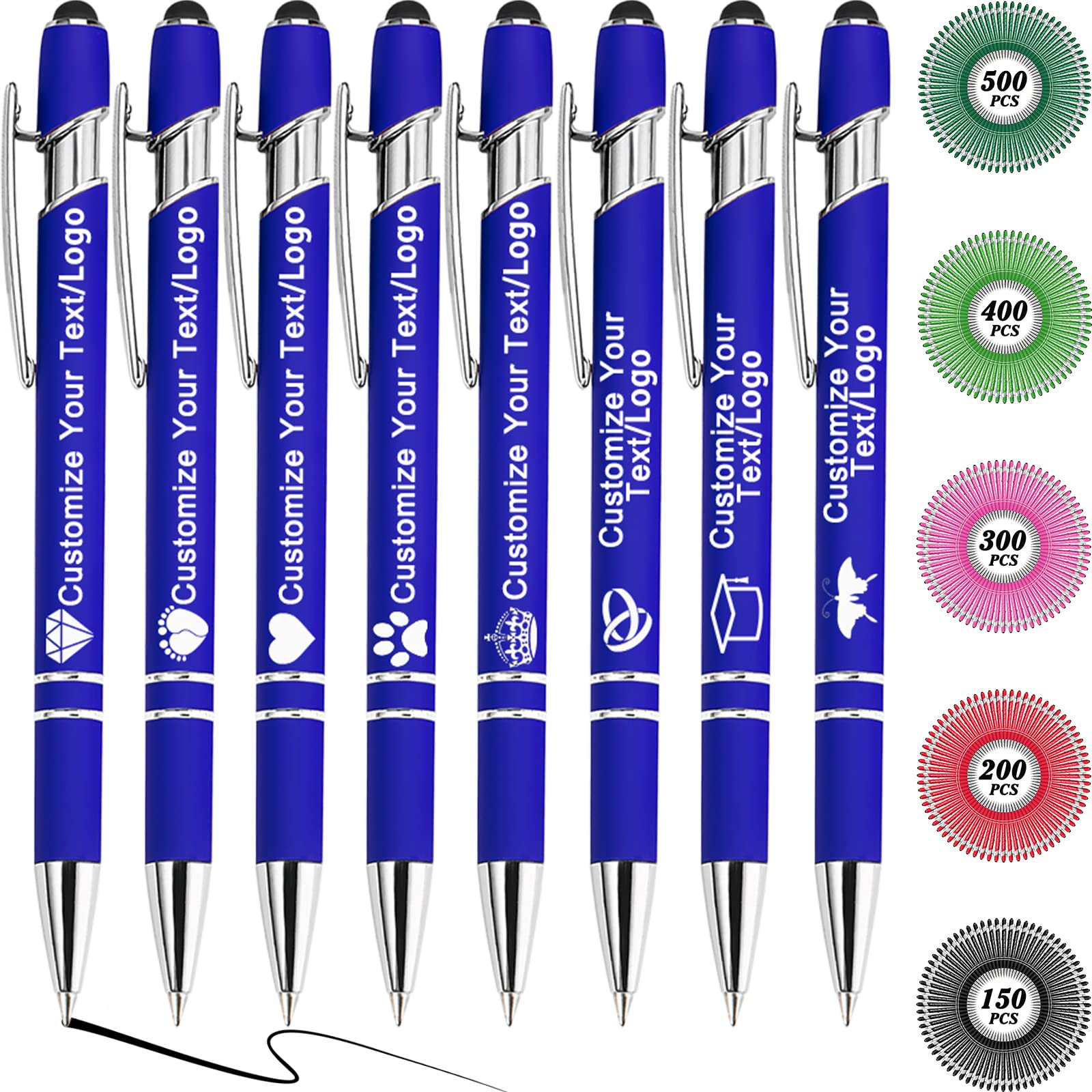 MOUZYLCASE 12 Pcs Personalized Pens Custom Ballpoint Pens with Name Logo Customized Ink Pens with
